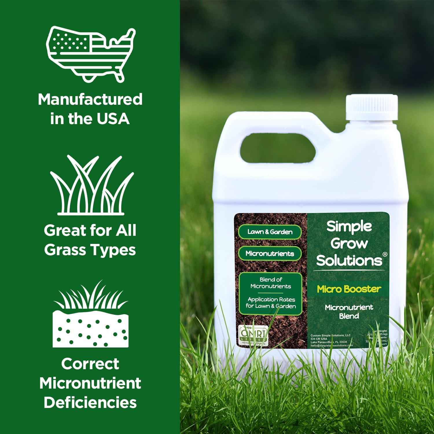 Organic Micronutrient Booster- Complete Plant & Turf Nutrients- Simple Grow Solutions- Garden & Lawn Fertilizer- Grower, Gardener- Liquid Food for Grass, Tomatoes, Flowers, Vegetables (32 Ounce)
