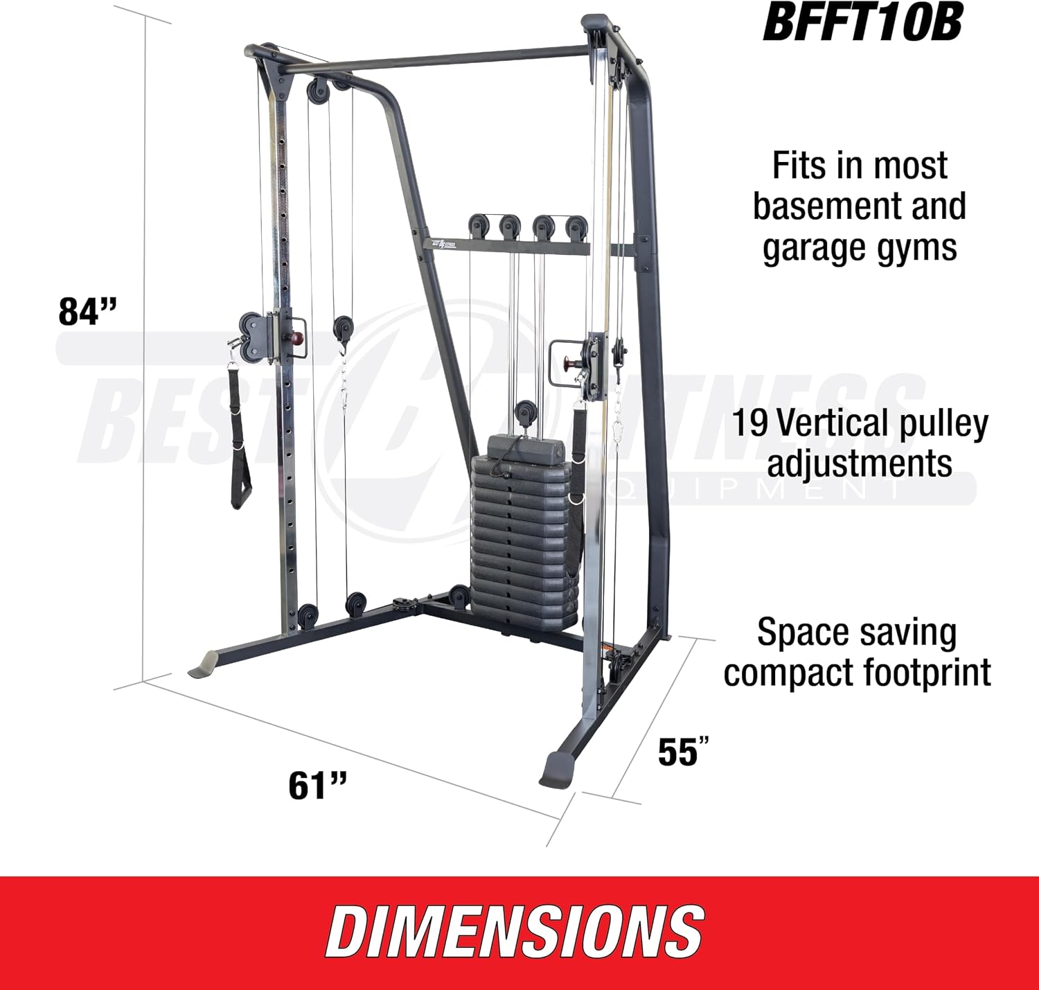 Body-Solid Best Fitness Functional Trainer Cable Machine, Full Body Workout Weight Stacks, Chest and Shoulder Exercise Home Gym LAT Pulldown Machines with 190lb Weights Stack