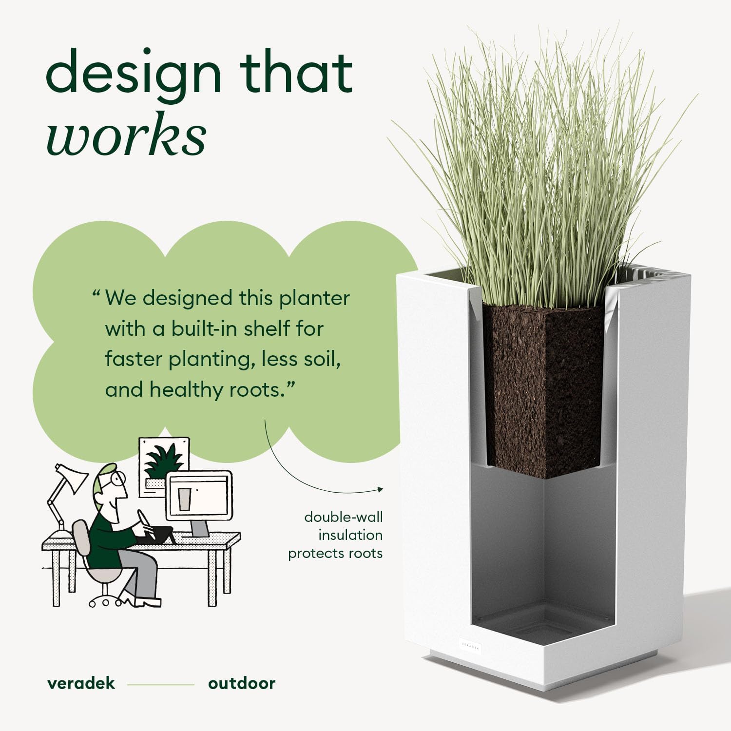 Veradek Block Series Pedestal Planter - Tall Rectangular Outdoor Planter | Made From Durable Plastic Featuring a Removable Insert Bucket. Modern Porch/Patio Décor for Plants and Flowers