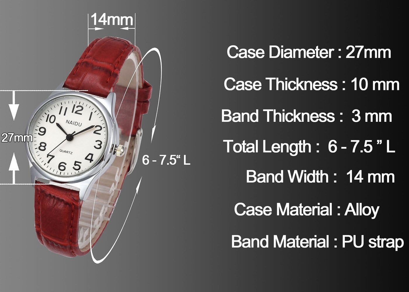 MANIFO Women’s Classical Arabic Numerals Analog Quartz Wrist Watch, 3 ATM Water Resistant