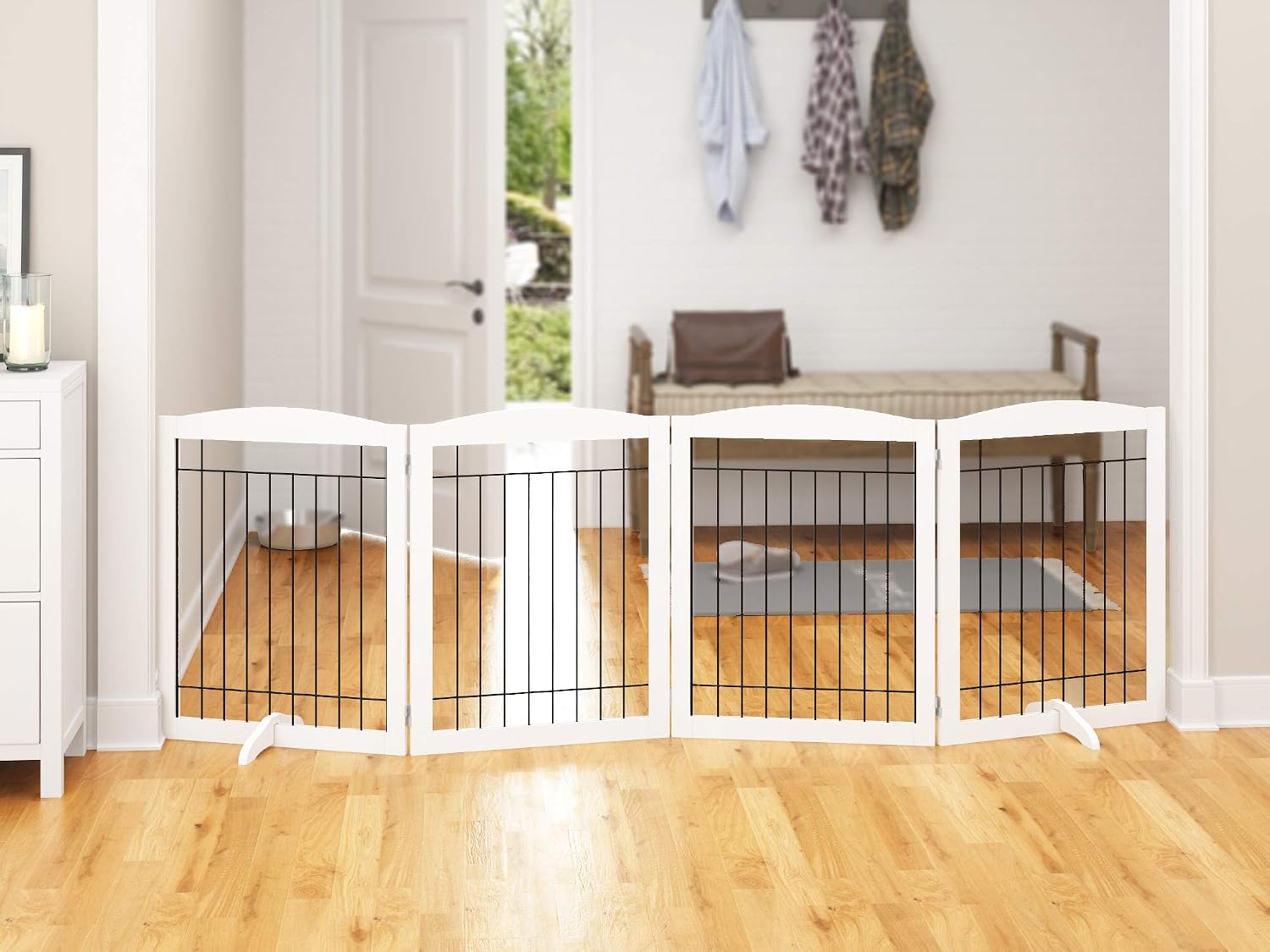 PAWLAND Extra Wide Foldable Dog gate for Doorway, Indoor, 72“ Wide, 30" H