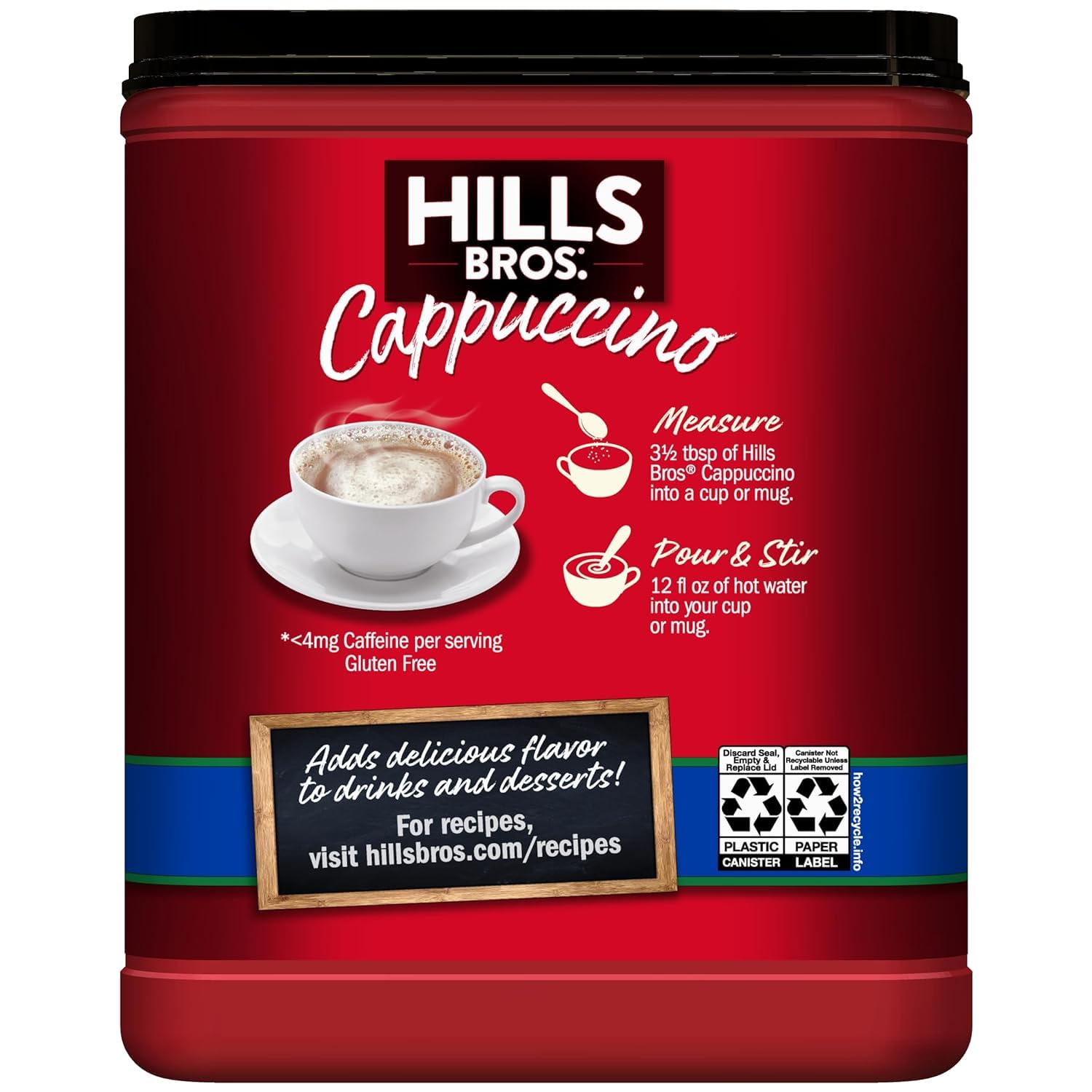 Hills Bros. Cappuccino Mix – Rich, Frothy Coffeehouse-Tasting Instant Drink Mix – Quick and Easy Preparation – Perfect for Hot & Iced Drinks & Creaming Coffee – Double Mocha, 1 Pack of 16oz