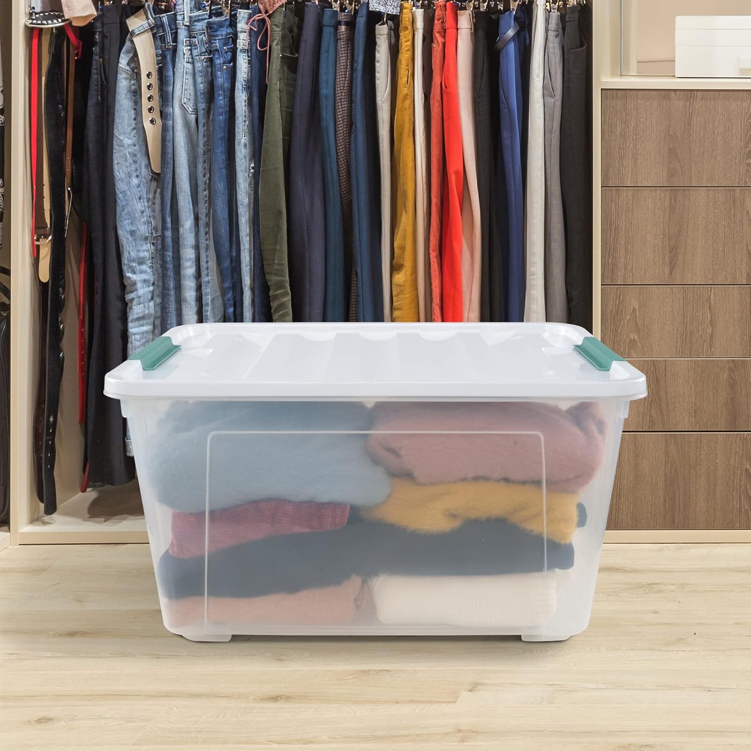 17.5 L Clear Plastic Storage Box, 4-Pack Latch Storage Bin
