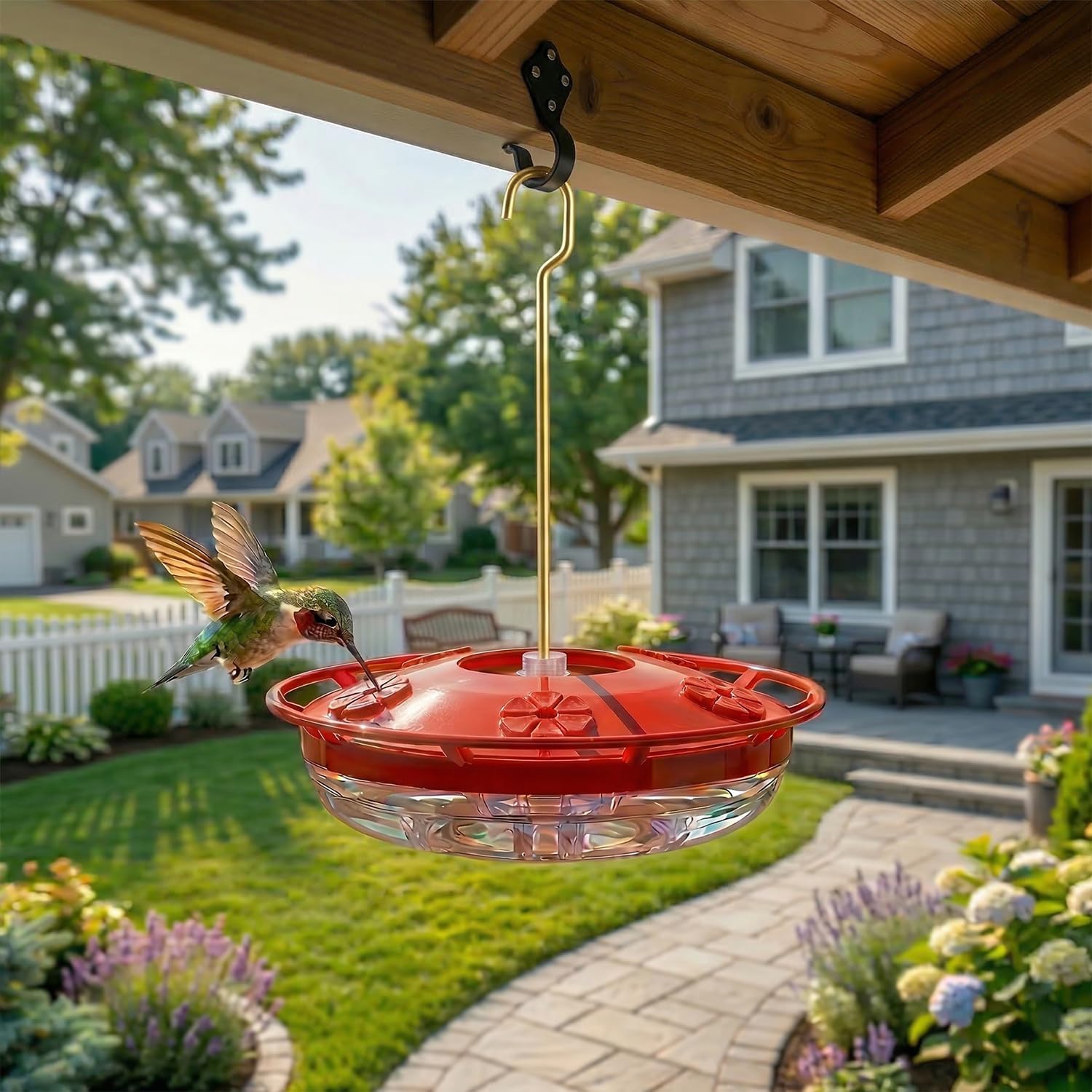eWonLife 2 Pack 16 oz Saucer Hummingbird Feeders for Outdoors, Garden Decor