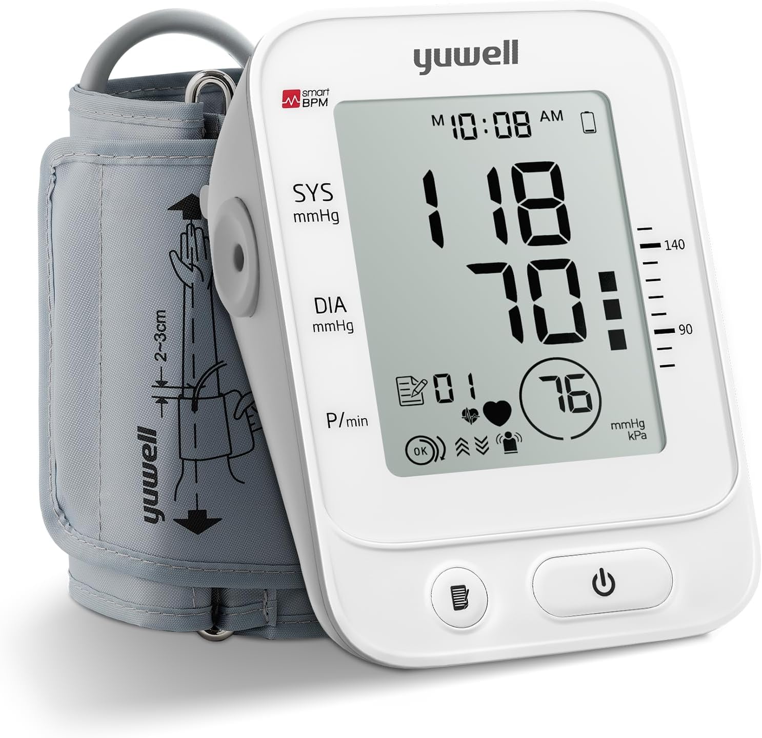 yuwell Blood Pressure Monitor, Large Upper Arm Blood Pressure Cuff, Digital Blood Pressure Machine for Home Use, Large Display, Stores 99 Readings