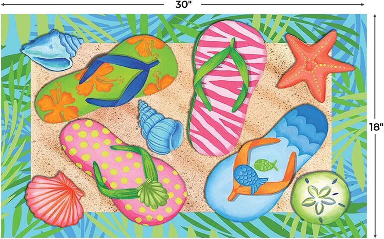 Briarwood Lane Doormat 30x18 Indoor Outdoor Tropical Flip Flops Summer for Summer Doormat