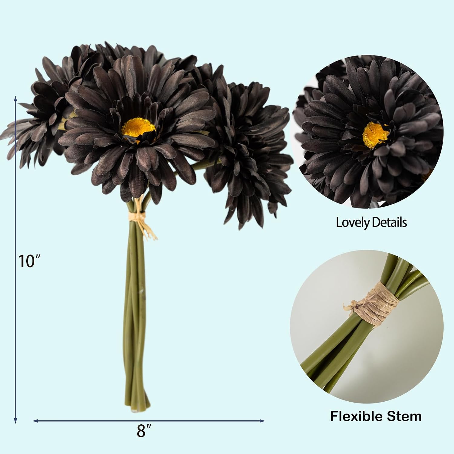 TOPIA Artificial African Daisies Flowers African Daisy Silk Flowers Artificial Gerbera Daisies Pack of 10 (Yellow)