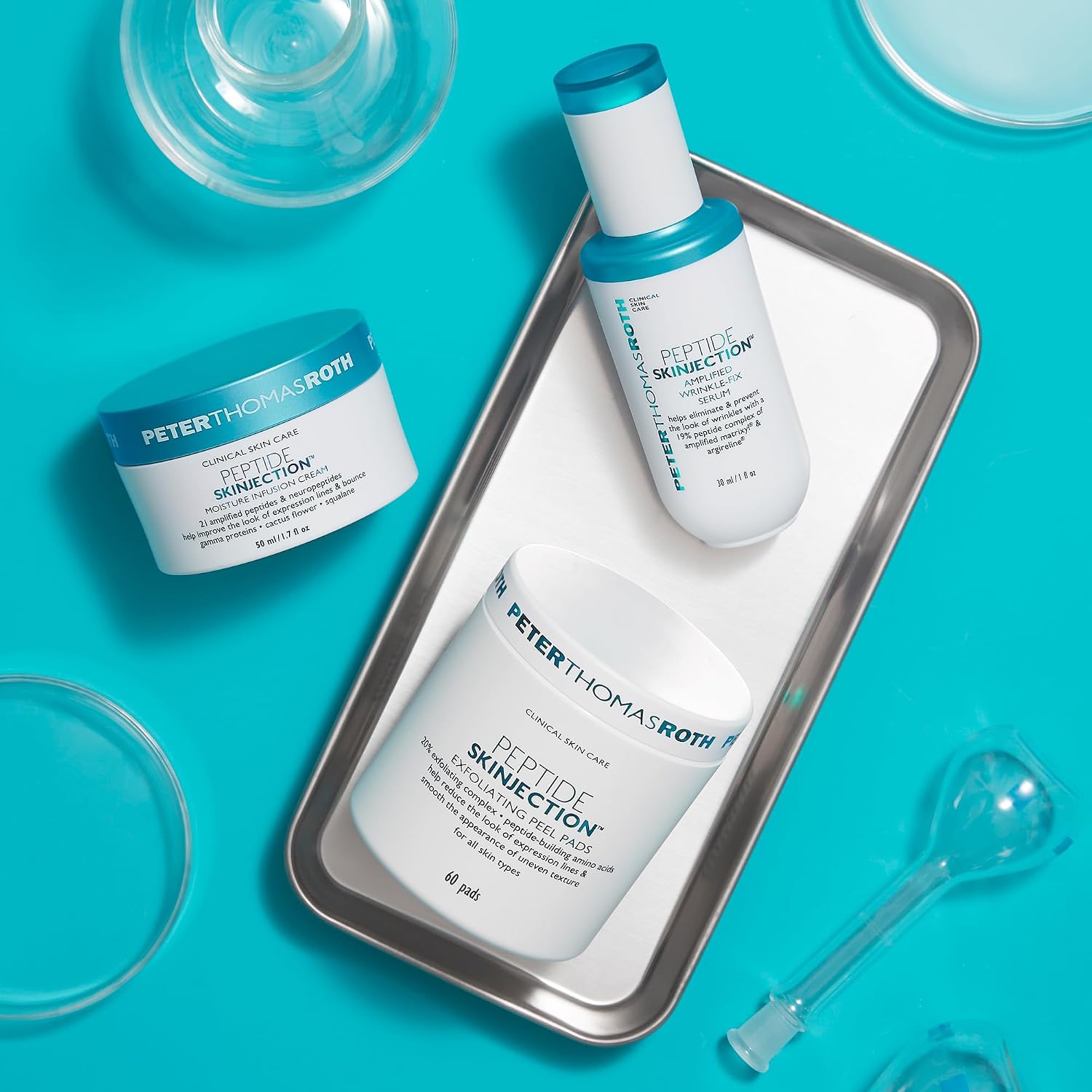 Peter Thomas Roth | Peptide Skinjection™ Exfoliating Peel Pads, For Smoothing Expression Lines & Emerging Wrinkles, Fragrance-Free, Alcohol-Free