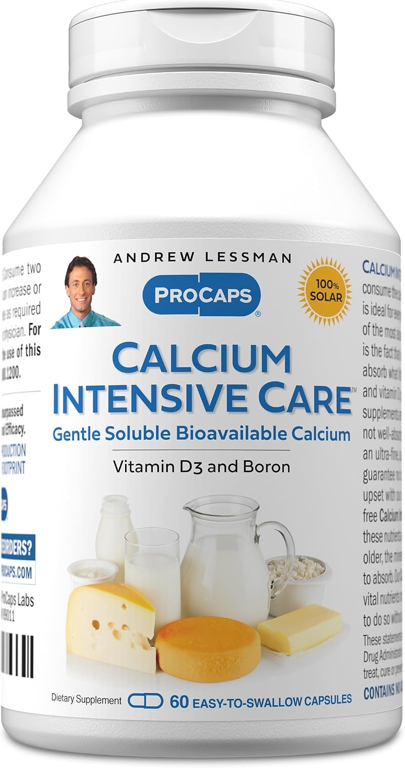 ANDREW LESSMAN ProCaps Calcium Intensive Care 60 Capsules | Ultra fine calcium with vitamin D3 and boron to support healthy bones, teeth and skeletal health in easy-to-swallow capsules.