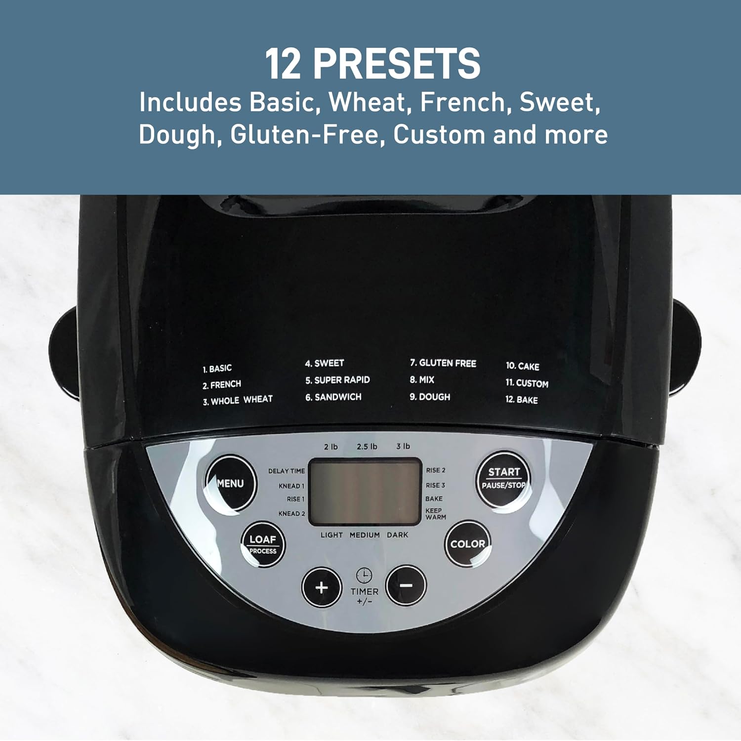 West Bend Hi-Rise Bread Maker Machine Programmable 12 Programs Including Gluten Free & 3 Loaf Sizes and Crust Colors with Traditionally-Shaped