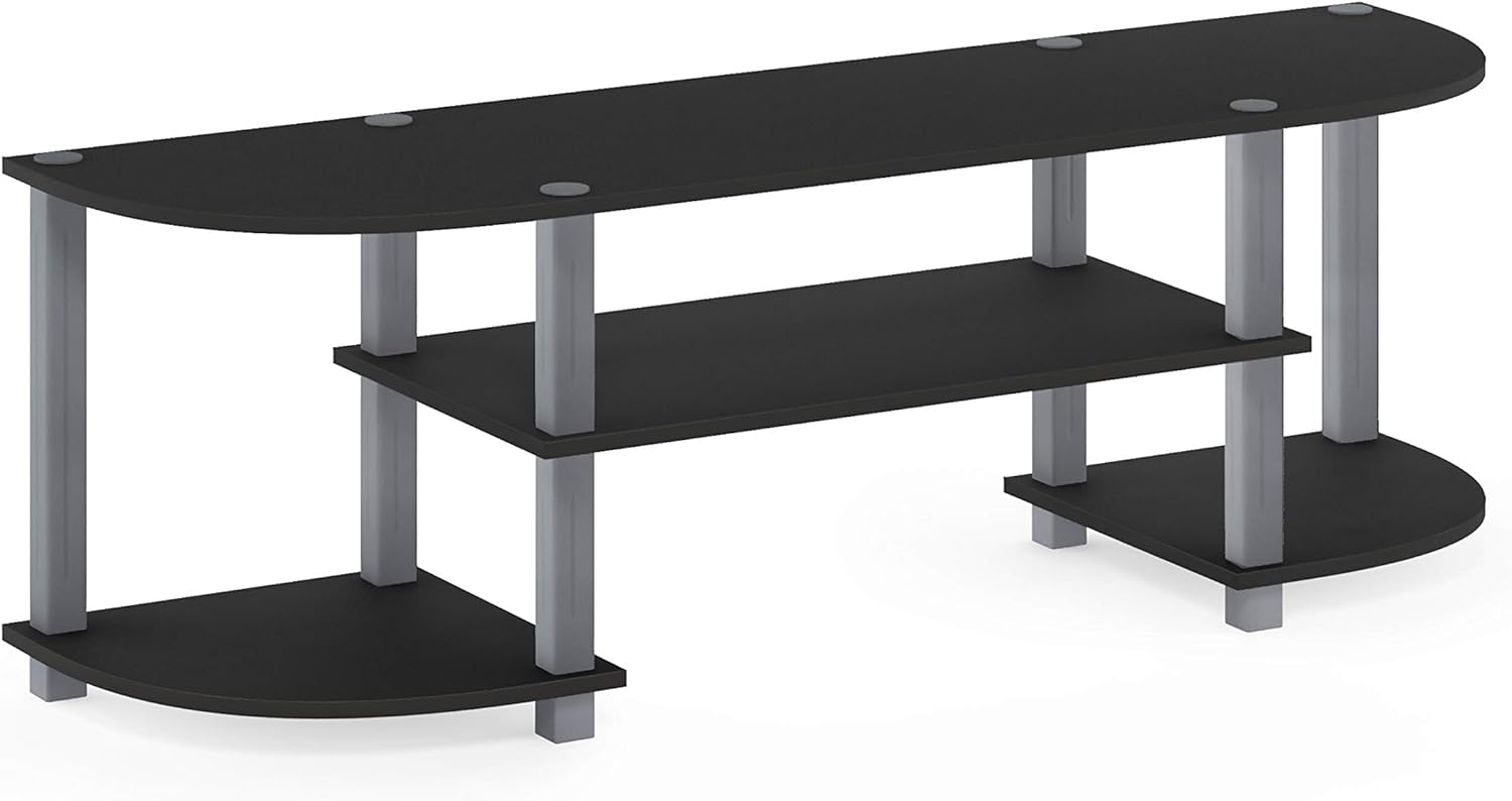 Furinno TURN-S-TUBE 3-Tier TV Stand for TVs up to 55 Inch, French Oak | Toolless Entertainment Center with Open Storage Shelves, Media Console Table with Soundbar Shelf for Living Room, Bedroom