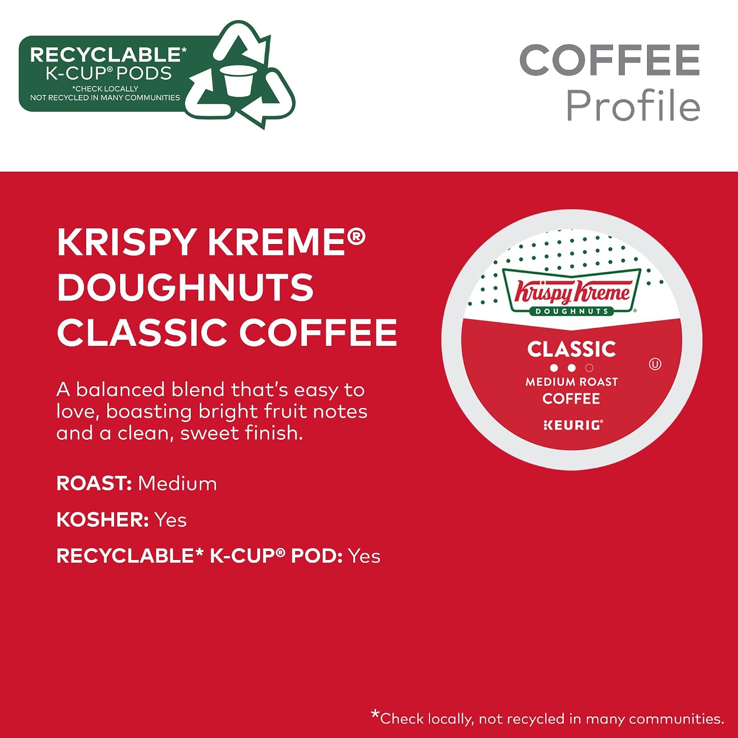 Krispy Kreme Classic Coffee, Keurig Single Serve K-Cup Pods, Medium Roast, 96 Count