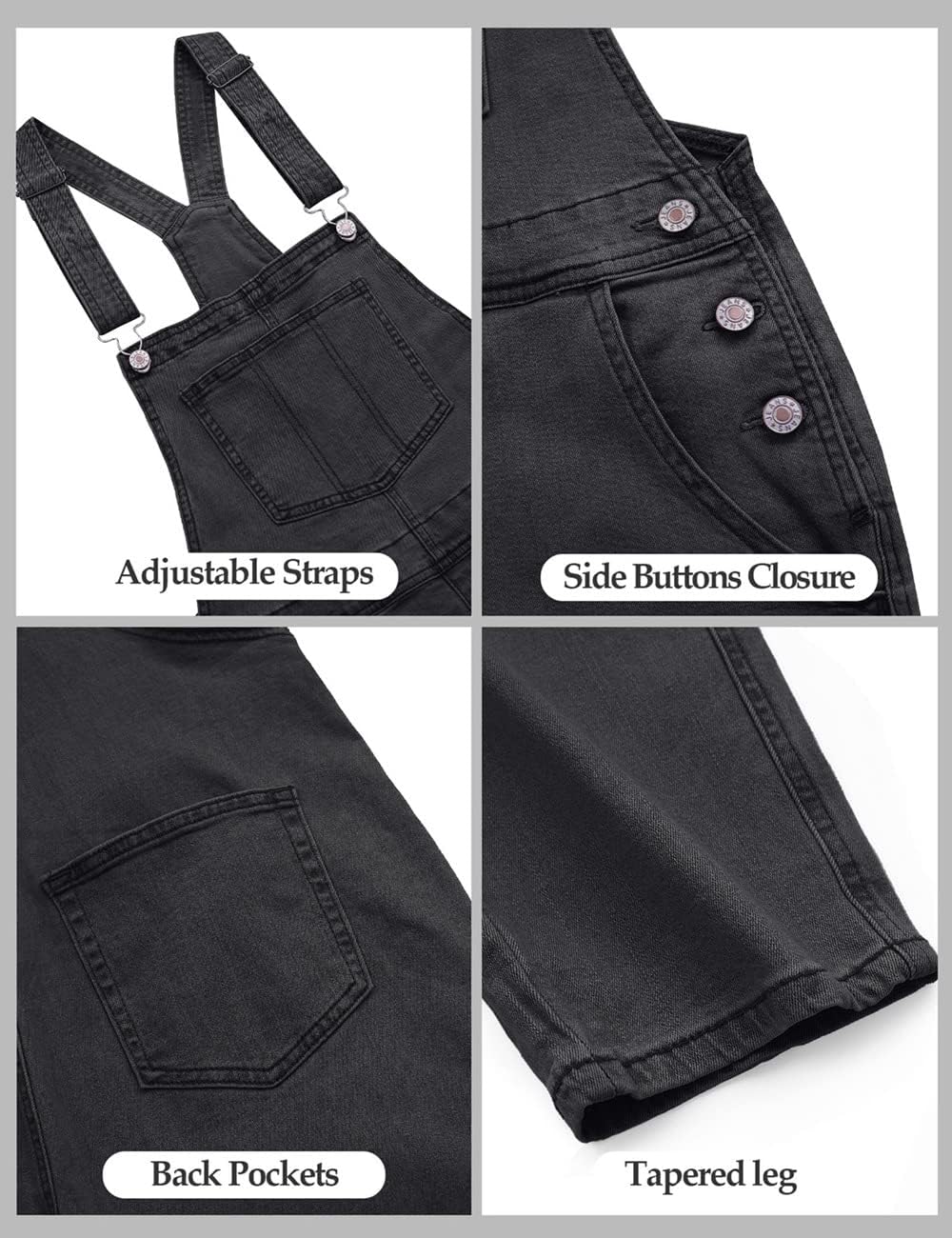 Vetinee Womens Classic Adjustable Straps Pockets Denim Bib Overalls Jeans Pants