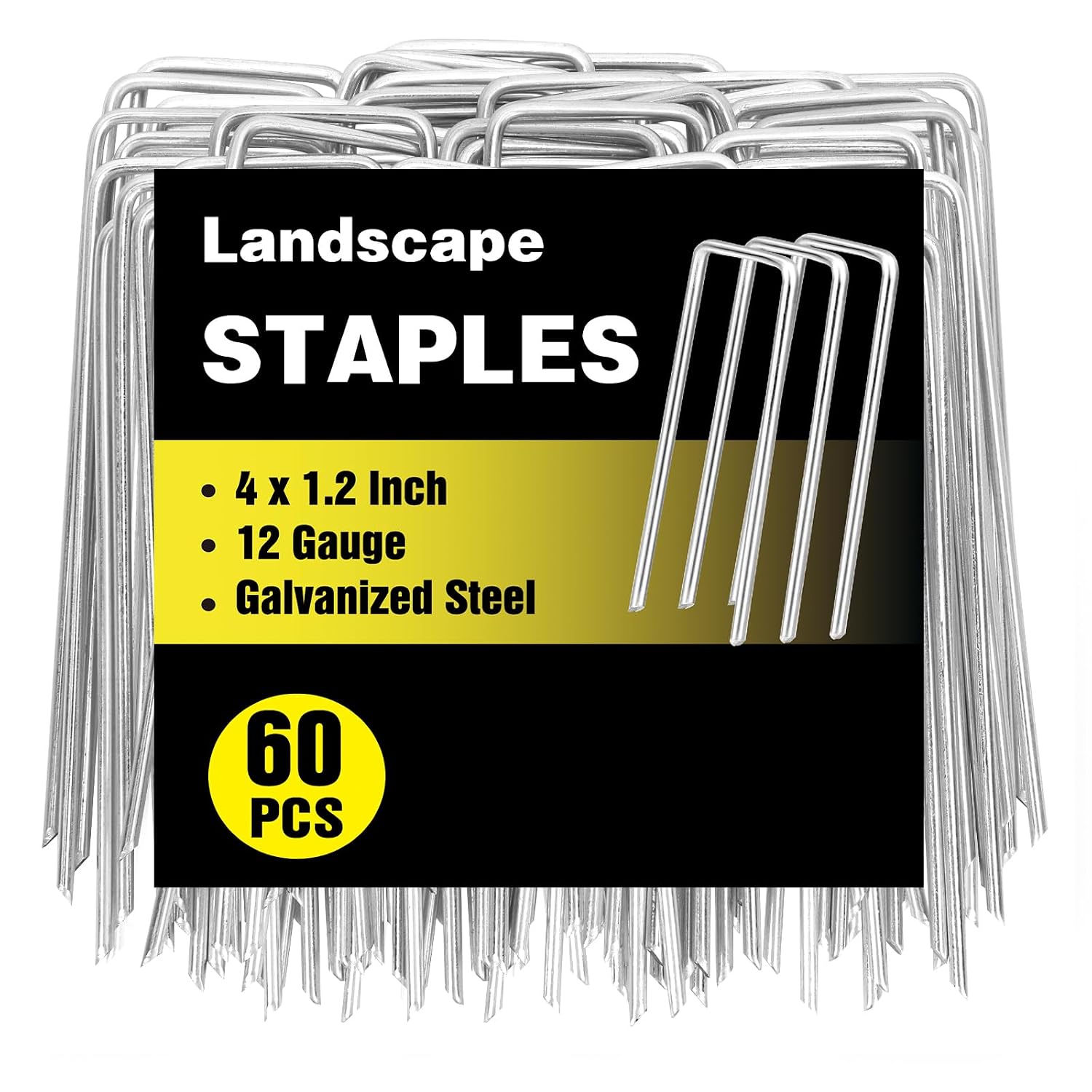 HongWay 240 Pack Landscape Staples 6 Inch, Galvanized Garden Stakes