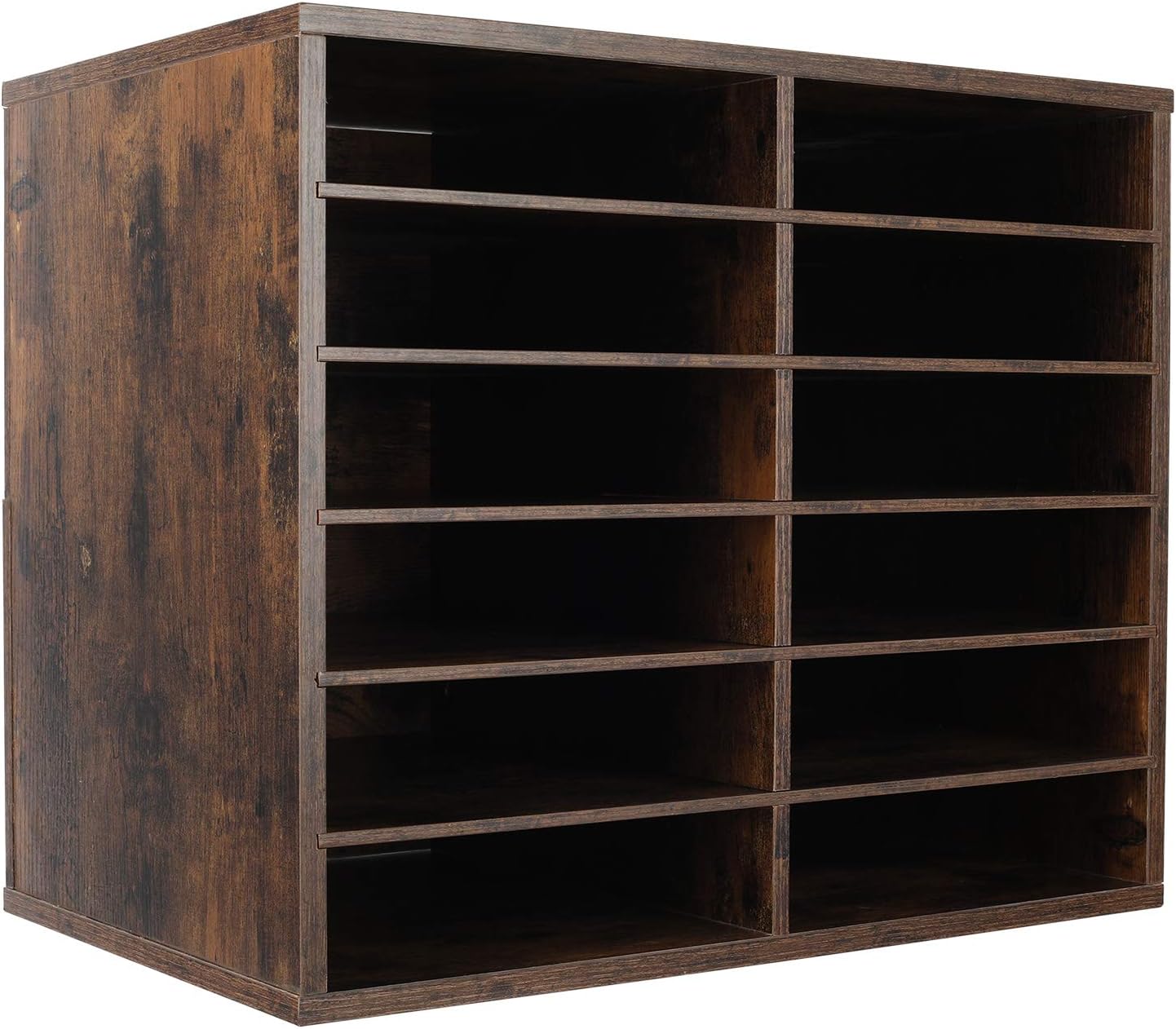 TQVAI Wood Literature Organizer, 27 Slots Hold 13500 Sheets A4 Papers, Wooden Desk File Paper Storage Organizer with Adjustable Shelves