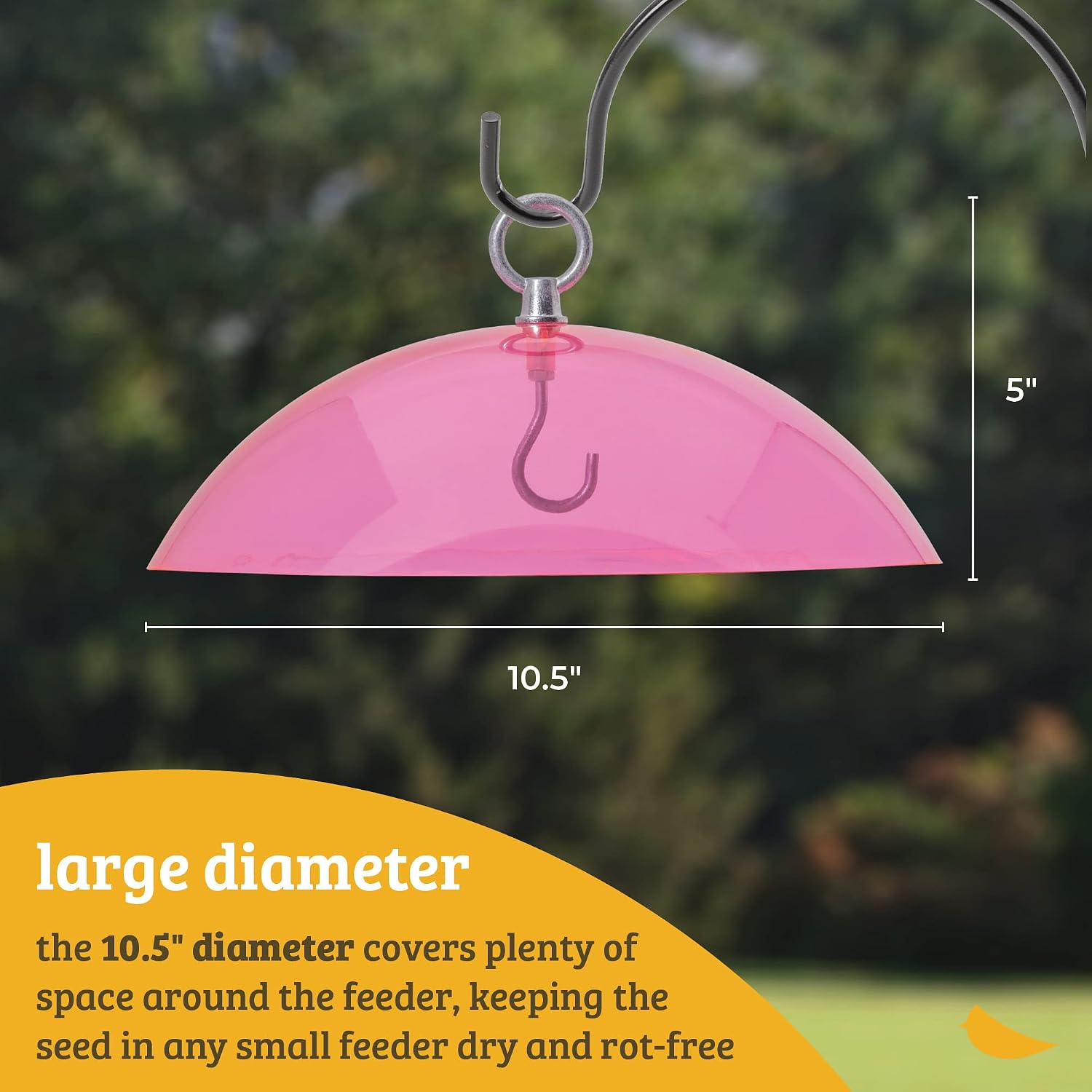 Birds Choice Red Bird Feeder Dome | 10.5" Rain Guard Cover for Hanging Bird Feeders | Outdoor Weather Guard to Help Keep Seed Dry | Domed Acrylic Outdoor Weather Guard for Hanging Feeders to Keep Seed Dry, Heavy-Duty Chrome-Plated Hanger and Hook