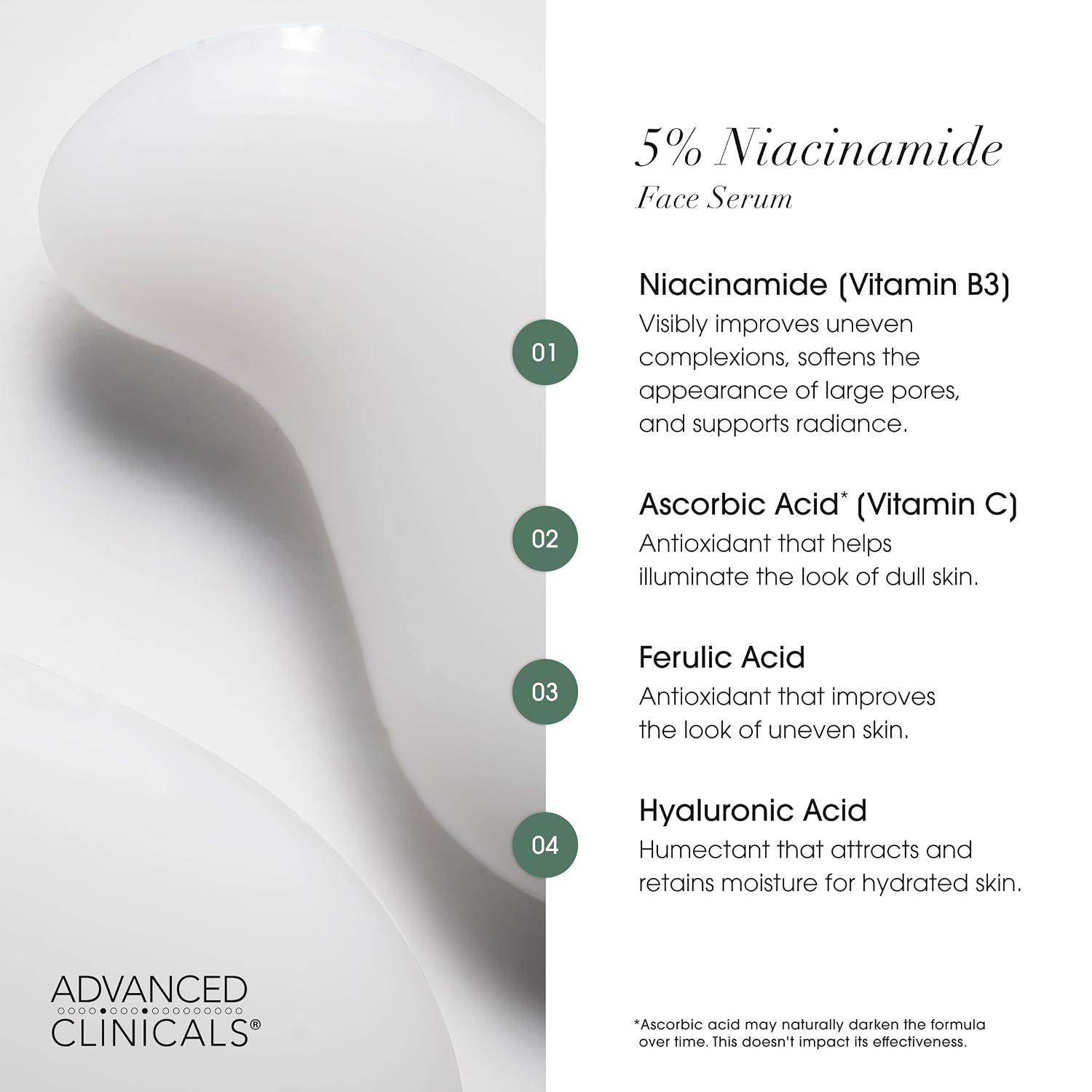 Advanced Clinicals Brightening Vitamin C Serum For Face With Glycolic Acid + Lactic Acid | Vitamin C Eye Serum Face Moisturizer For Improving Look Of Dark Spots & Uneven Complexion, 1.75 Fl Oz