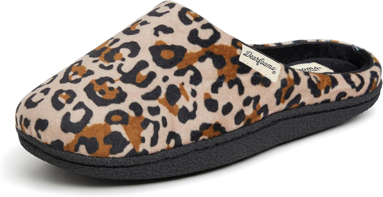 Leslie Terry Clog House Shoes with Memory Foam, Indoor Slippers with Wide Widths