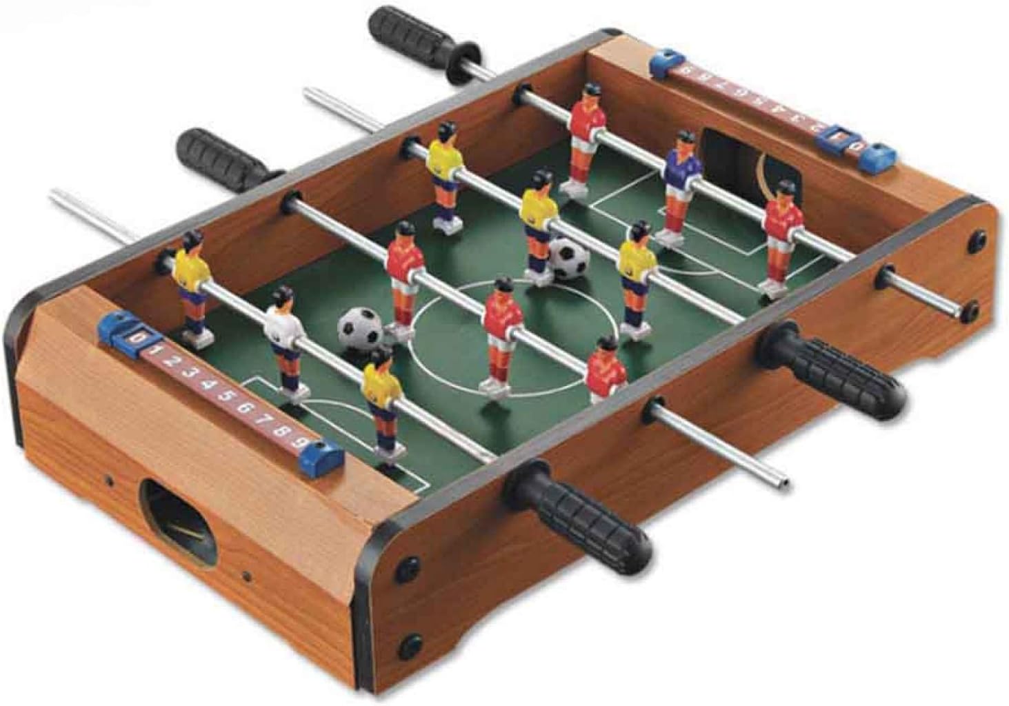 14 Inch Foosball Table, Wooden Soccer Game Tabletop, Mini Indoor Table Soccer Set for Game Rooms, Parties, Family Night