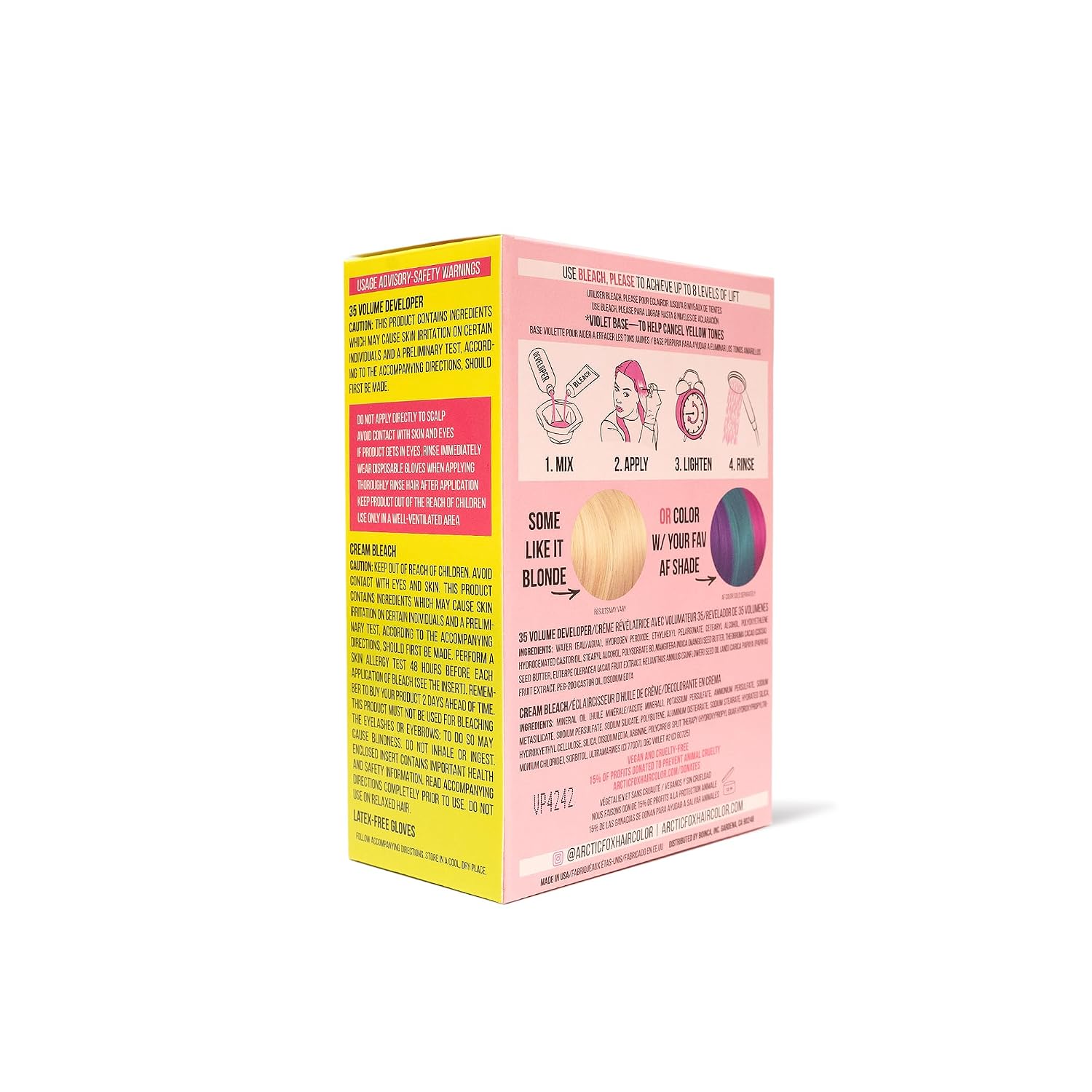 ARCTIC FOX Bleach Please Hair Bleach Kit - Vegan Cream Lightener - 6 oz Kit