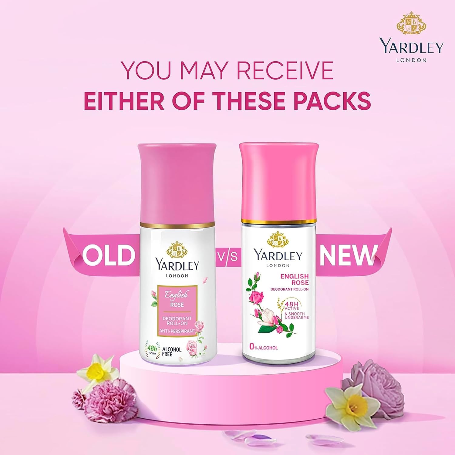 Yardley London English Rose Anti-Perspirant Deodorant Roll-On | 48-Hour Active | Alcohol-Free | 1.7oz (50ml)
