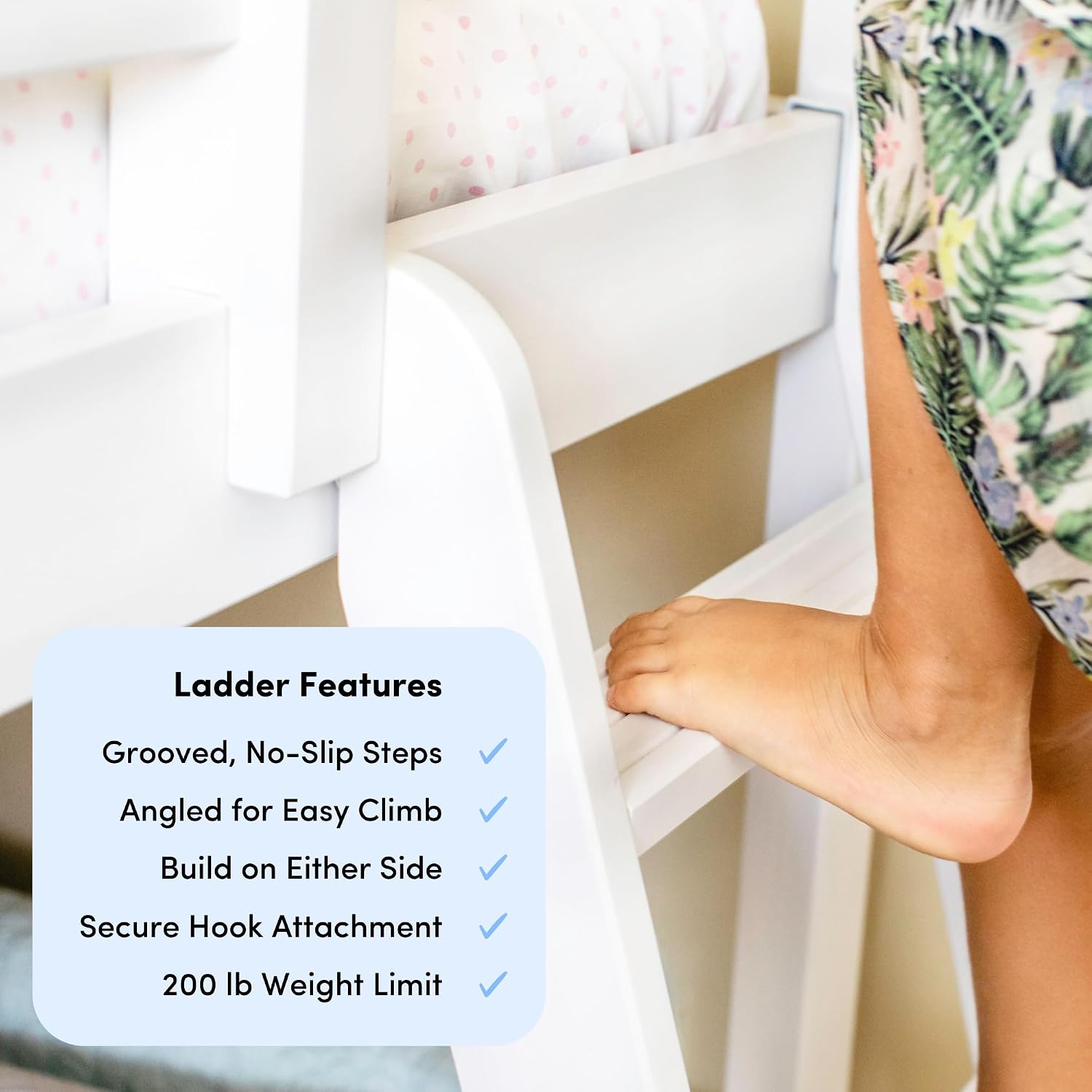 Max & Lily Bunk Bed Twin over Twin, Solid Wood Bunk Bed Frame with Ladder for Kids, 14" Safety Guardrails, Easy Assembly, No Box Spring Needed, White
