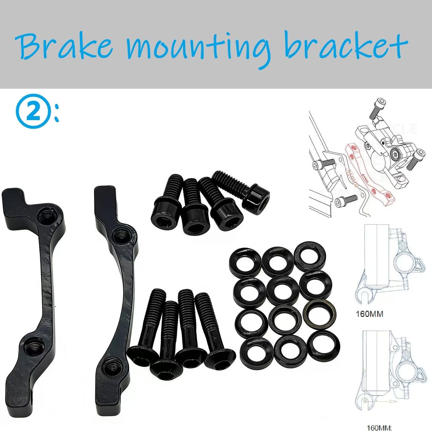 Bike Disc Brake Kit With Front and Rear Caliper、160mm Bike Rotor
