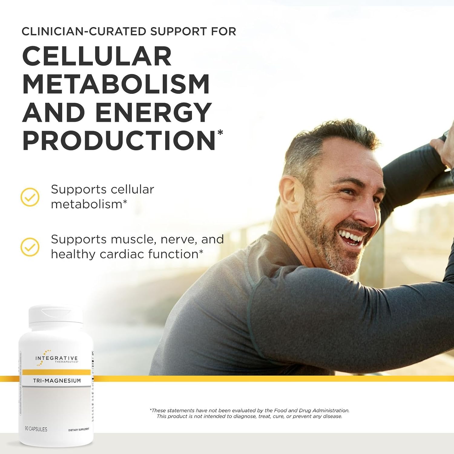 Integrative Therapeutics Tri-Magnesium - Supports Cellular Energy & Energy Metabolism* - Magnesium Supplement for Heart & Nerve Health Support* - Third-Party Tested - 90 Capsules (90 Servings)