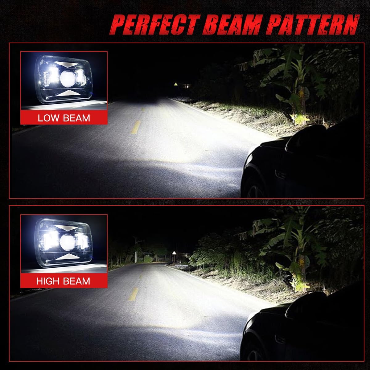 5x7 LED lights Dot Approved Rectangle 7x6 LED 2PCS with Hi/Low Sealed Beam For Trucks Jeep Cherokee XJ Ford Van Replacement 6054 H5054