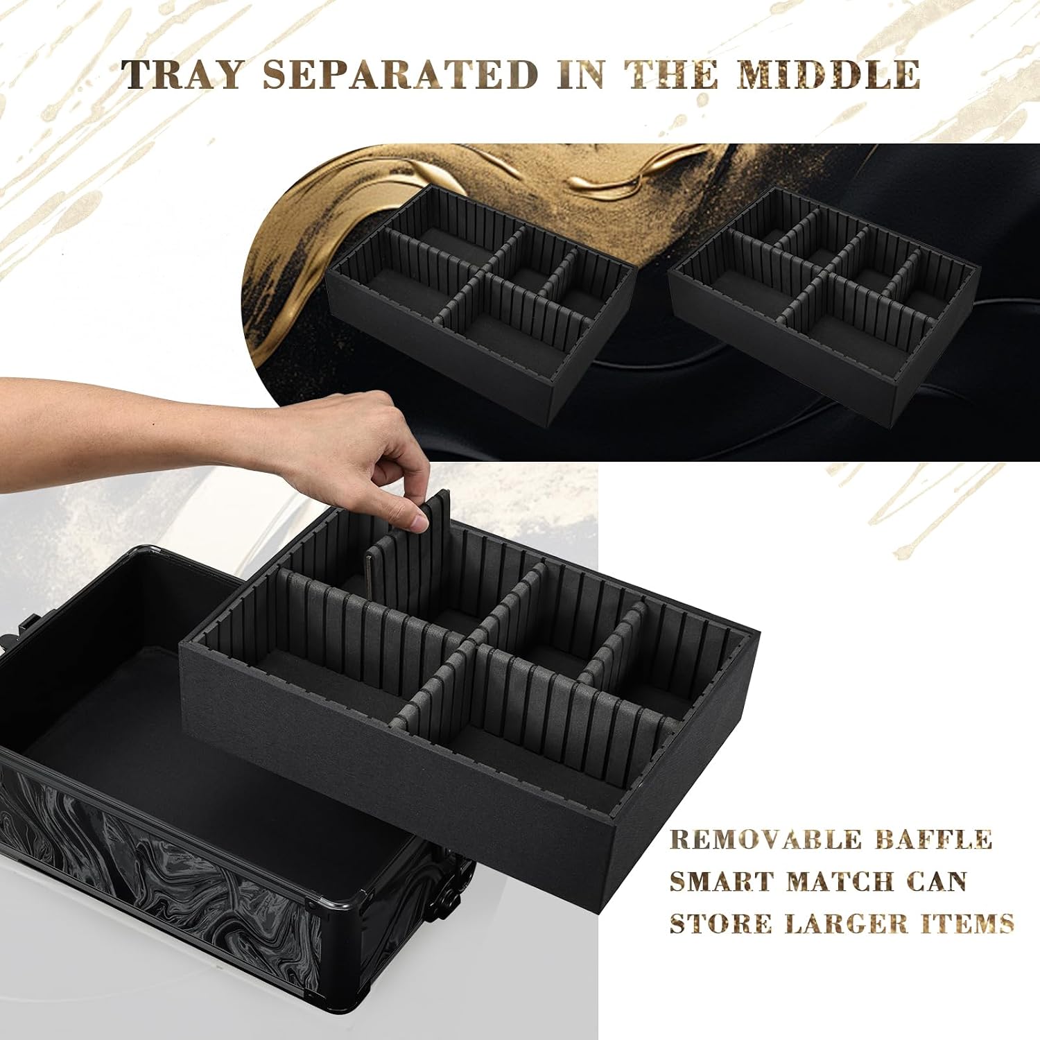 Stagiant Rolling Makeup Case Cosmetology Case on Wheels 4 in 1 Large Cosmetic Organizer Train Case Makeup Travel Case with Key Swivel Wheels Nail