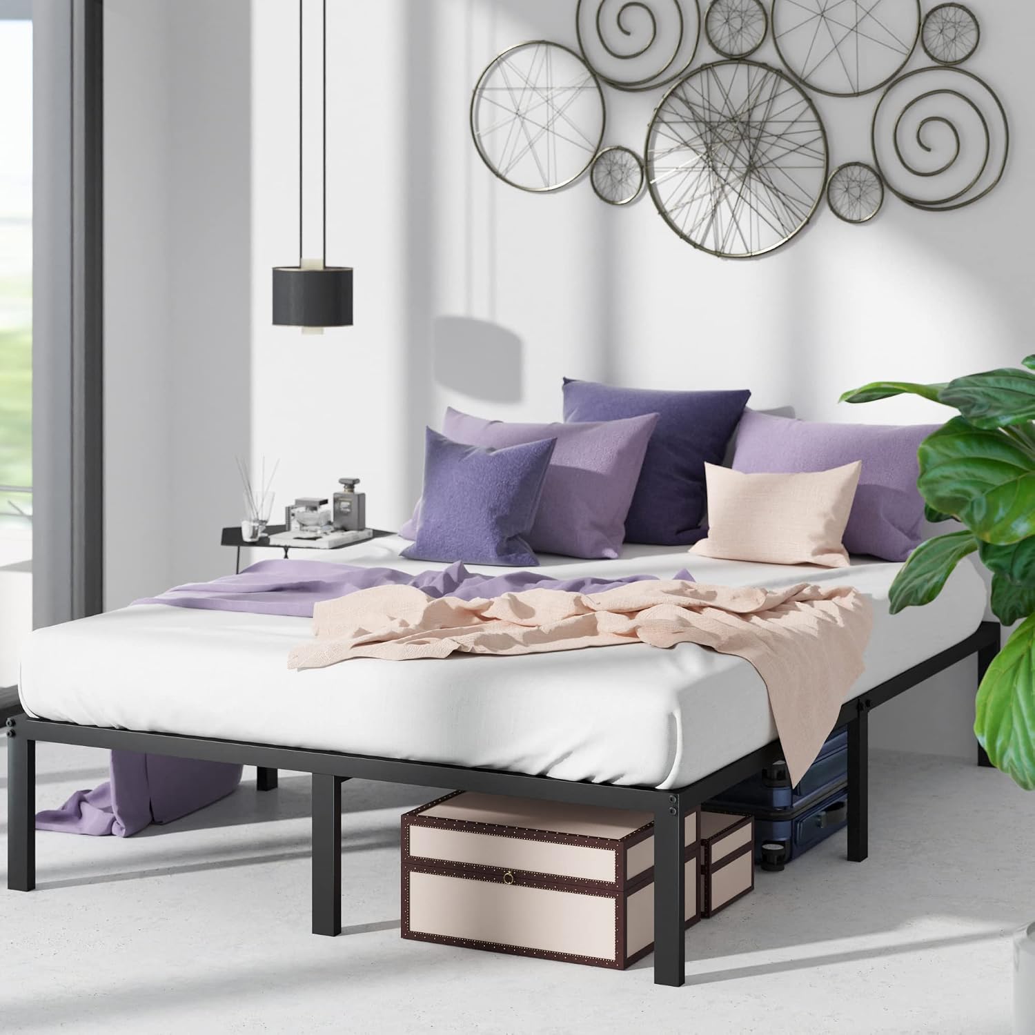 ZINUS Van 16 Inch Metal Platform Bed Frame / Steel Slat Support / No Box Spring Needed / Easy Assembly, Full
