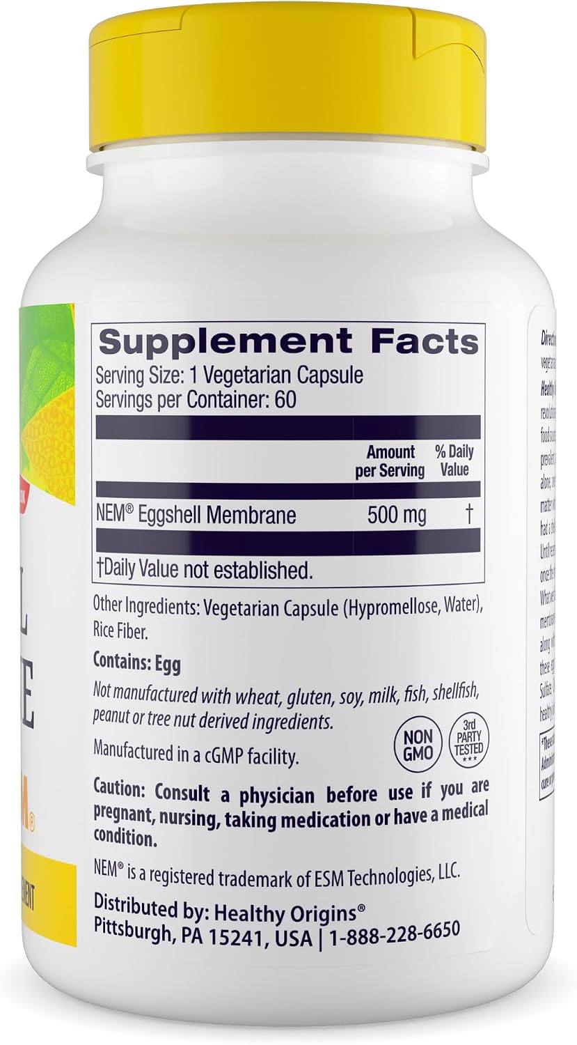 Healthy Origins NEM Eggshell Membrane 500 mg, 30 Veggie Caps