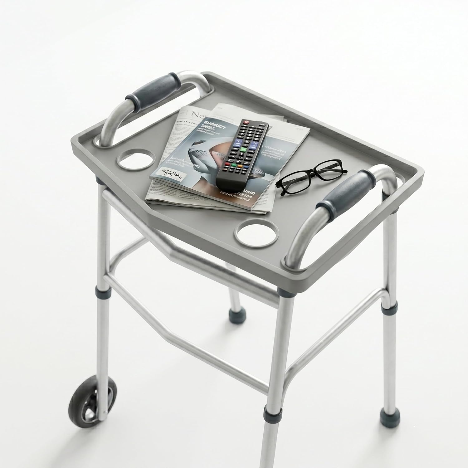 Bluestone Walker Tray- Upright with Holders-Universal Table Fits Most Standard Folding Walkers-Home Mobility Medical Equipment Accessories