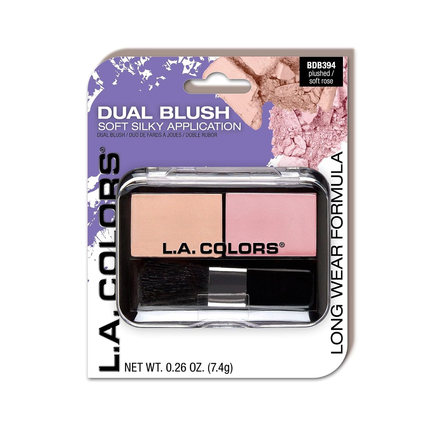 L.A. COLORS Dual Blush (carded), Plushed/Soft Rose CBDB394
