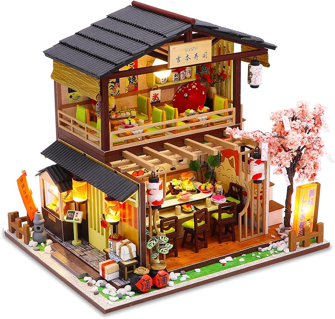 GuDoQi DIY Miniature Dollhouse Kit, Miniature House Kit 1:24 Scale, Tiny House kit with Music and Furniture Kit, Great Gift for Birthday Christmas