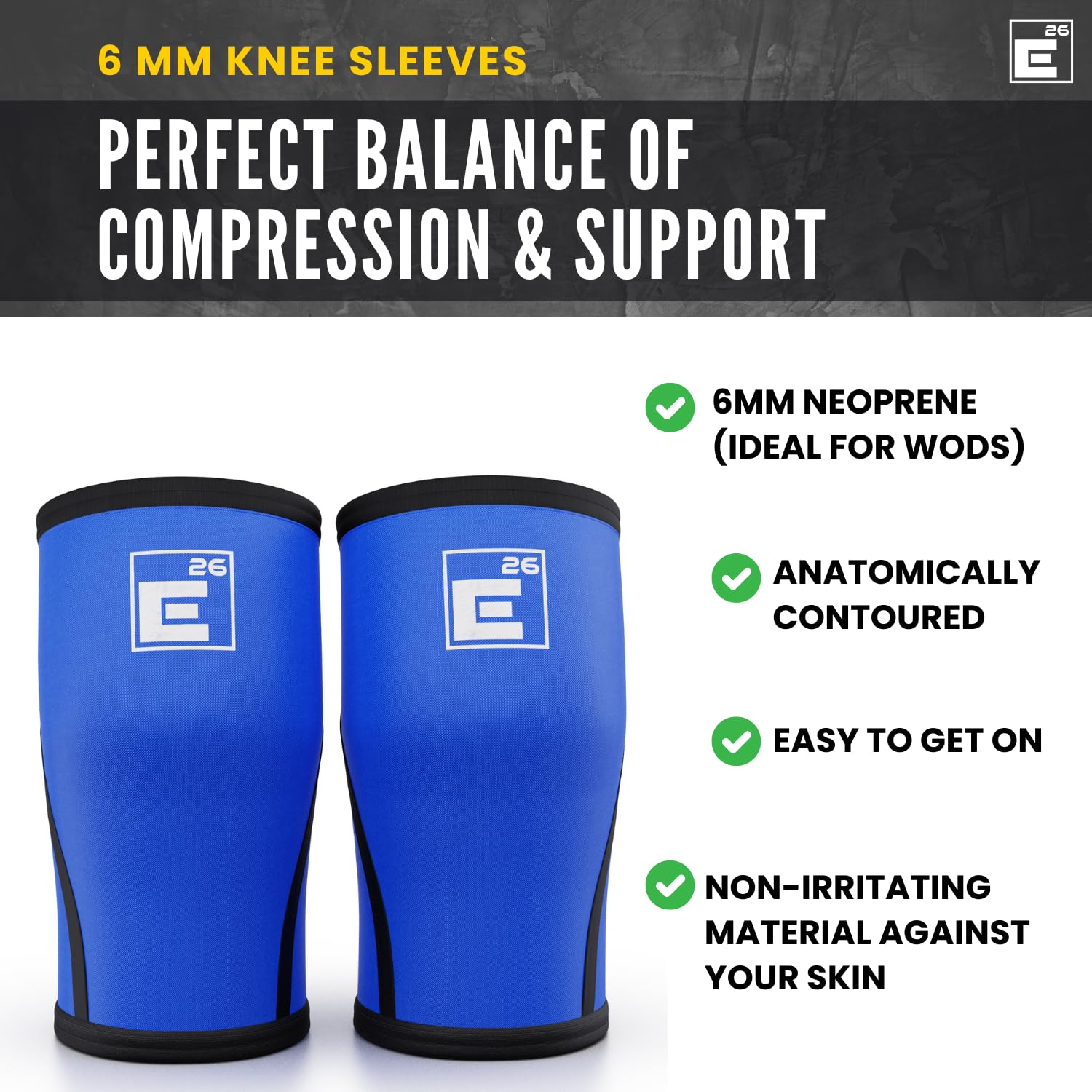 Element 26 Knee Sleeves for Weight Lifting with Gym Bag (M, Black) | 6mm Neoprene Support for Powerlifting, CrossFitting, Squats, Deadlifts, 7mm Compression, Non-Slip, Men & Women, Sold As Pair