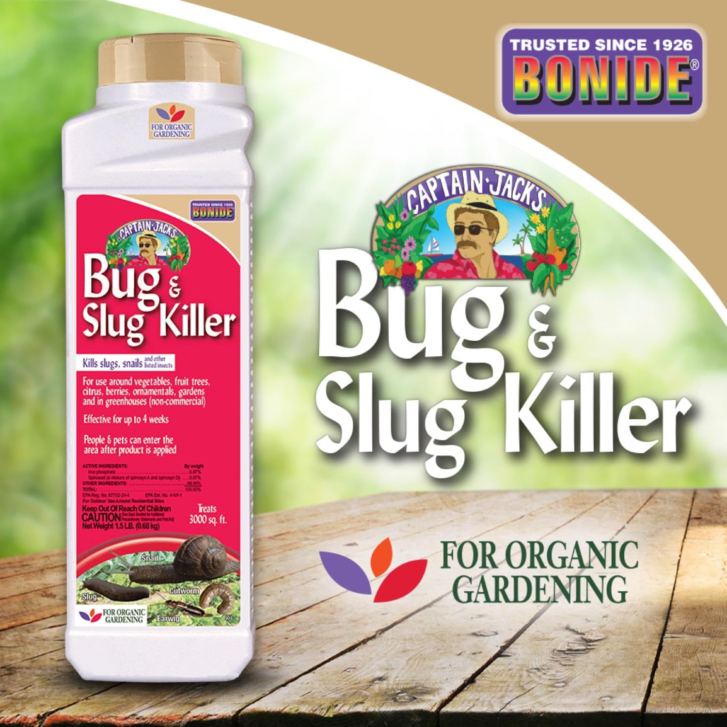 Bonide Captain Jack's Bug & Slug Killer Granules, 1.5 lb. | Ready-to-Use, Long Lasting Protection, For Organic Gardening