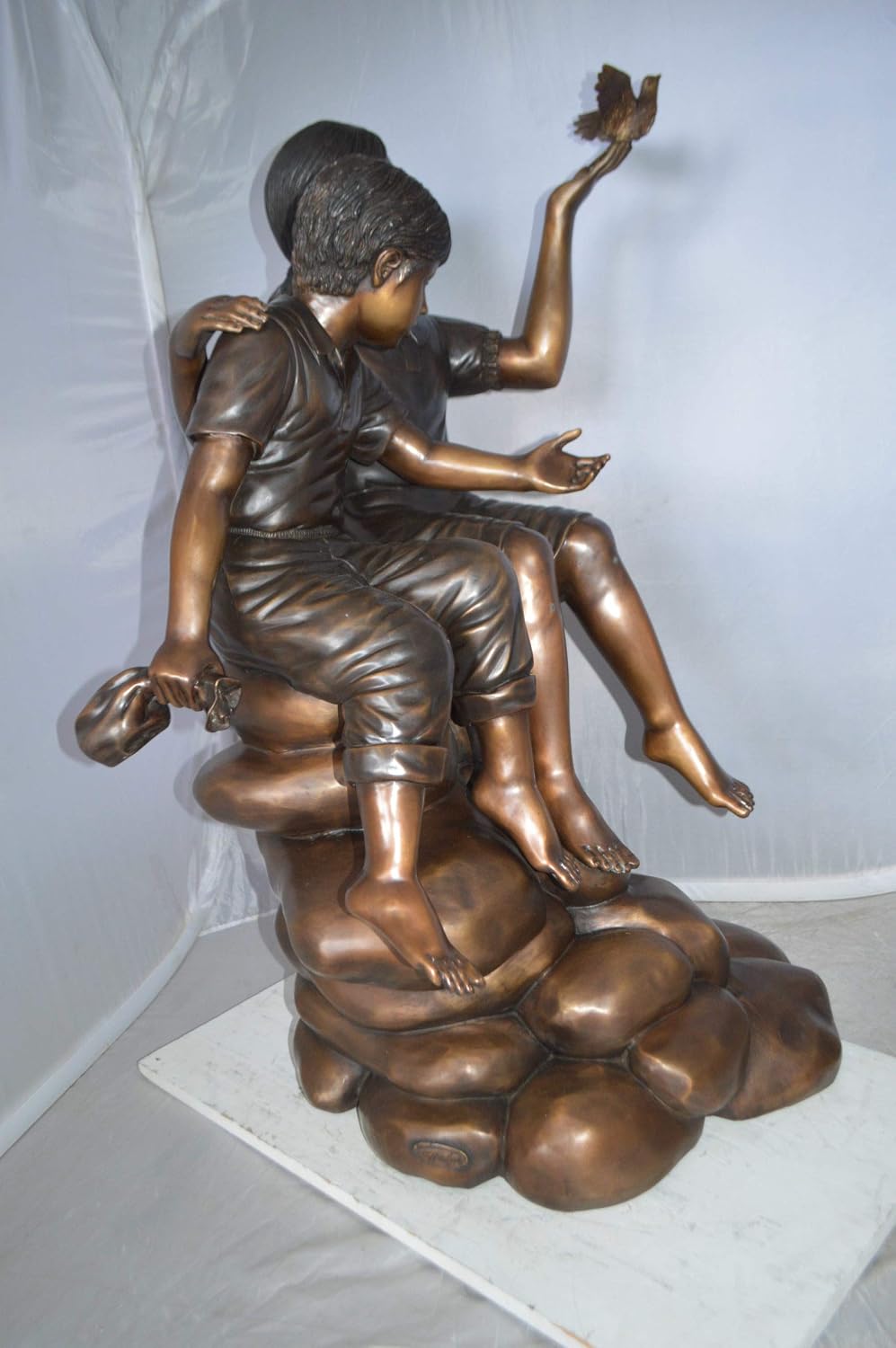 Nifao Children Rock, Kids Outdoor Medium Bronze Statue, 36"L x 30"W x 44"H