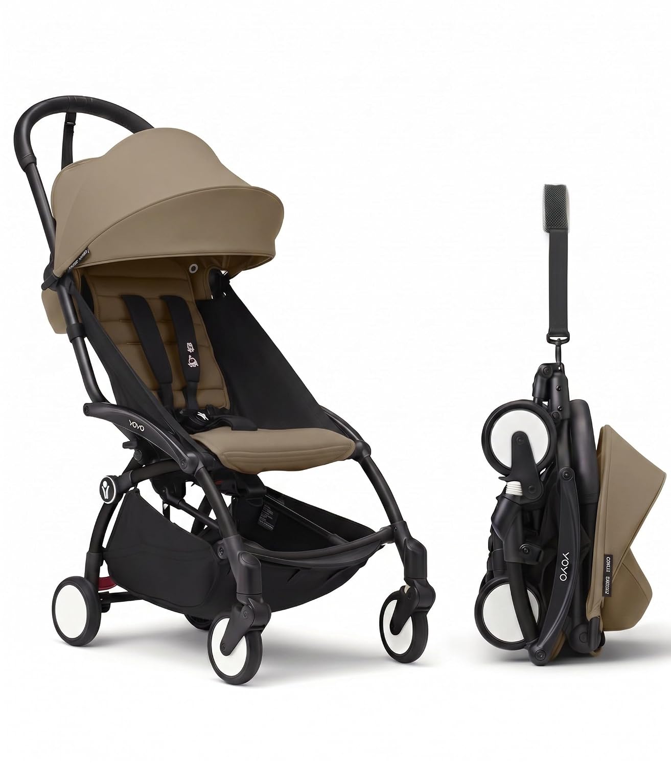 Stokke YOYO3 Travel Stroller from 6 Months, Easy Fold, Black/Black | Includes Frame, Seat Cushion, & Canopy, Light & Compact, Carry-on Compatible, Storage in Zip Back Pocket & Under Seat Basket