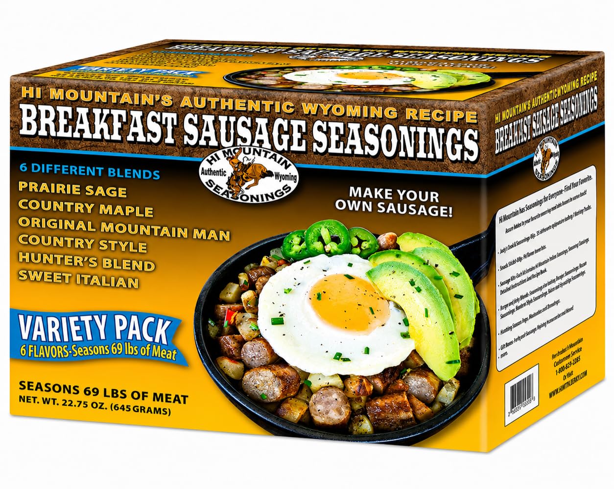 Hi Mountain Breakfast Sausage Seasoning | ORIGINAL MOUNTAIN MAN | 24 lbs | Hearty Old West mix for homemade pork, venison, deer, elk & wild game sausage patties or breakfast sausage links
