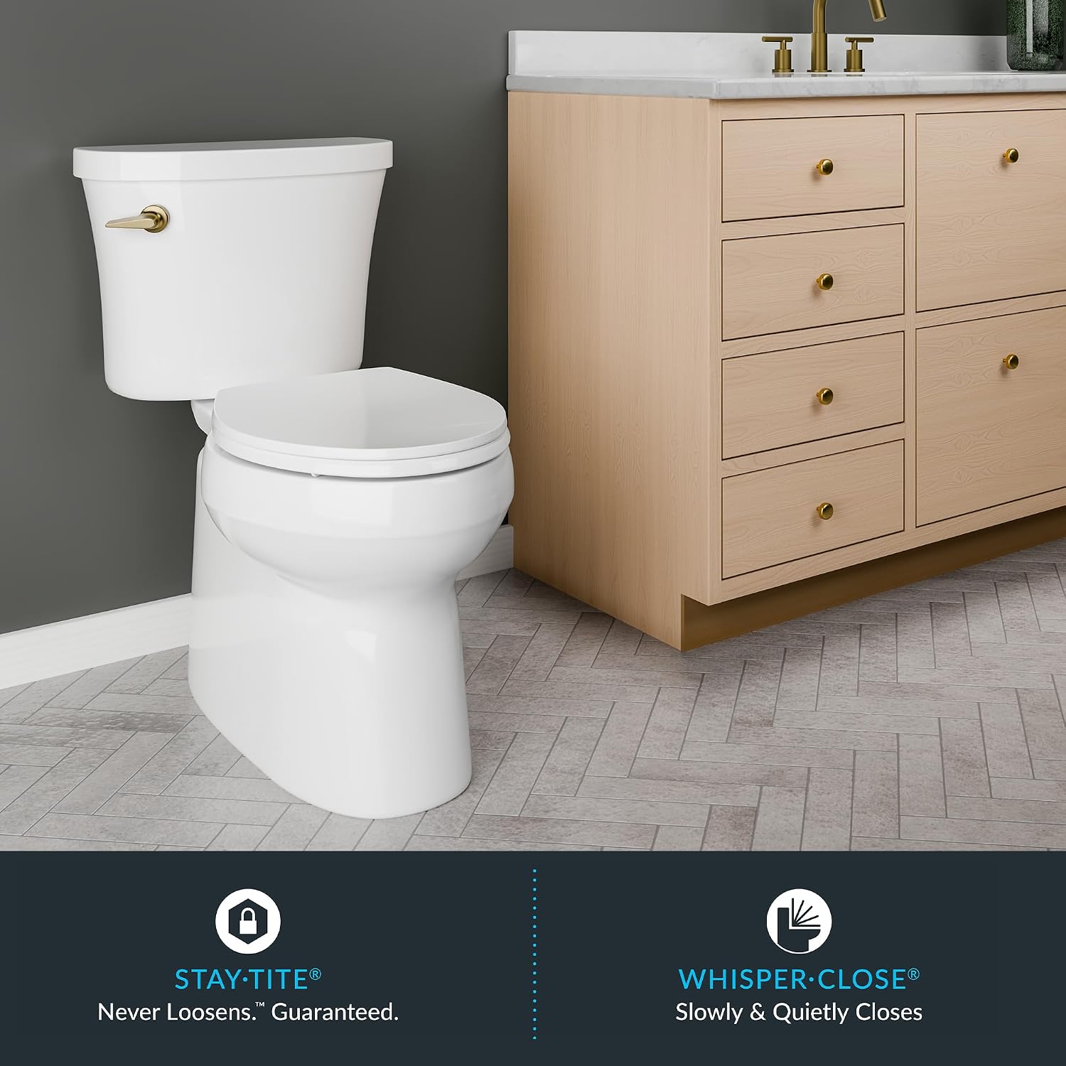 Mayfair Caswell Modern Slow Close Toilet Seat, Durable Plastic, Elongated, White