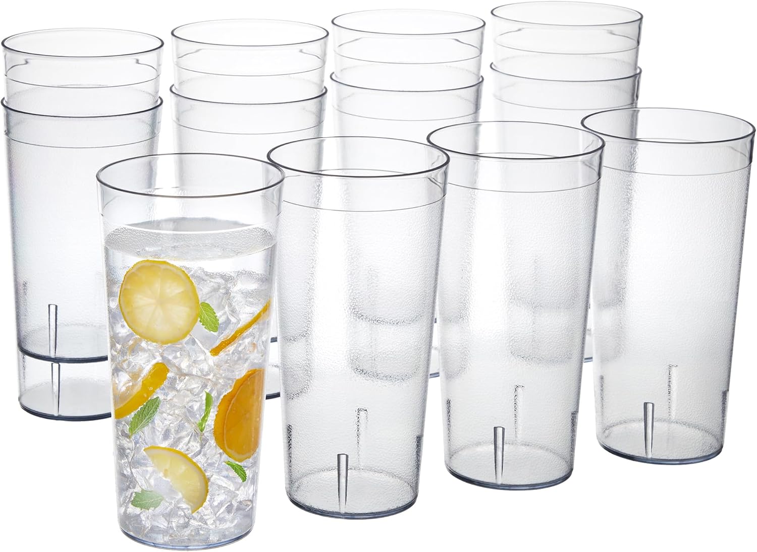 US Acrylic Cafe Plastic Reusable Tumblers (Set of 16) 20-ounce Water Cups Coastal Colors | Restaurant Style Drinking Glasses Value Set, Stackable, BPA-free, Made in the USA | Top-rack Dishwasher Safe