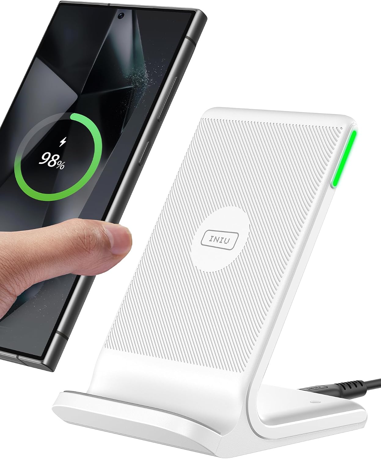 INIU Wireless Charger, 15W Fast Wireless Charging Phone Station with LED