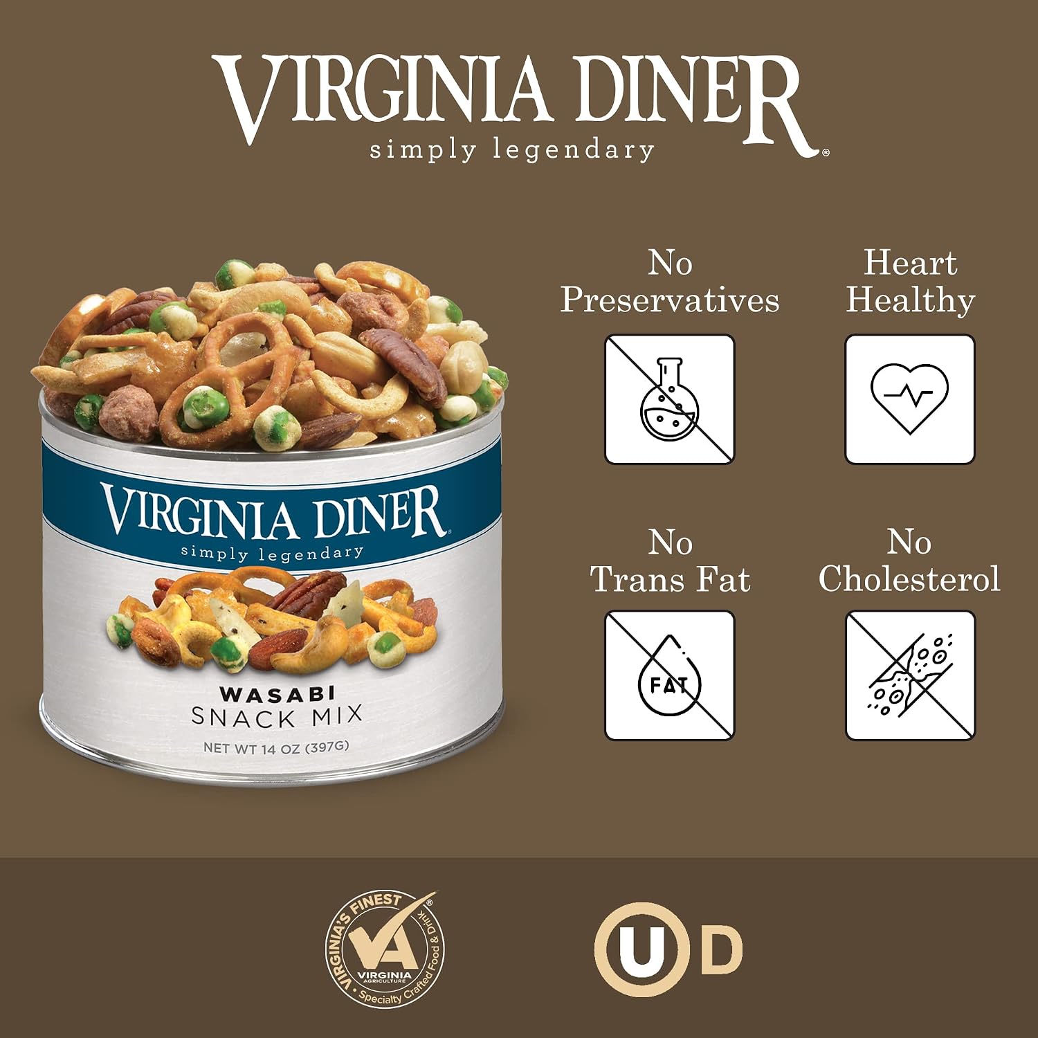 Virginia Diner Zatarain's Spicy Cajun Peanuts - Gourmet Cajun Peanuts Non-GMO, Preservative Free Gifts from Virginia Since 1929-18 Oz Can