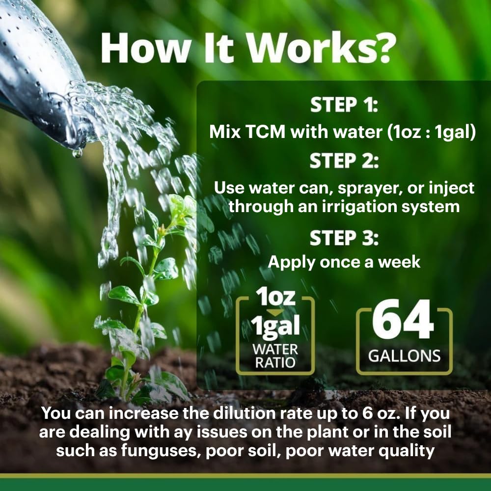 TeraGanix TCM Soil Conditioner (1 Btl = 16 Gal), Microbial Inoculant Concentrate, Plant Growth, Root Enhancer, Liquid Probiotic for Soils & Plants