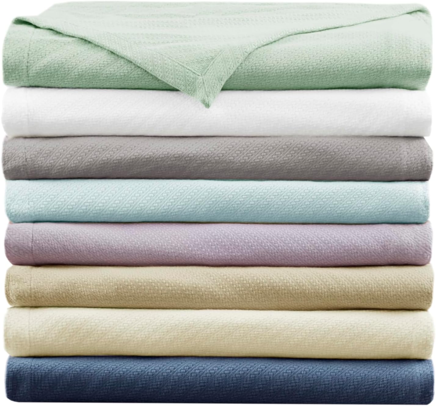 Madison Park Liquid Cotton Luxury Blanket Premium Soft Cozy 100% Ring Spun Cotton For Bed , Couch or Sofa, Full/Queen, Light Blue | Breathable Fabric for Bed or Couch, Diamond Pattern, Lightweight, OEKO-TEX Certified