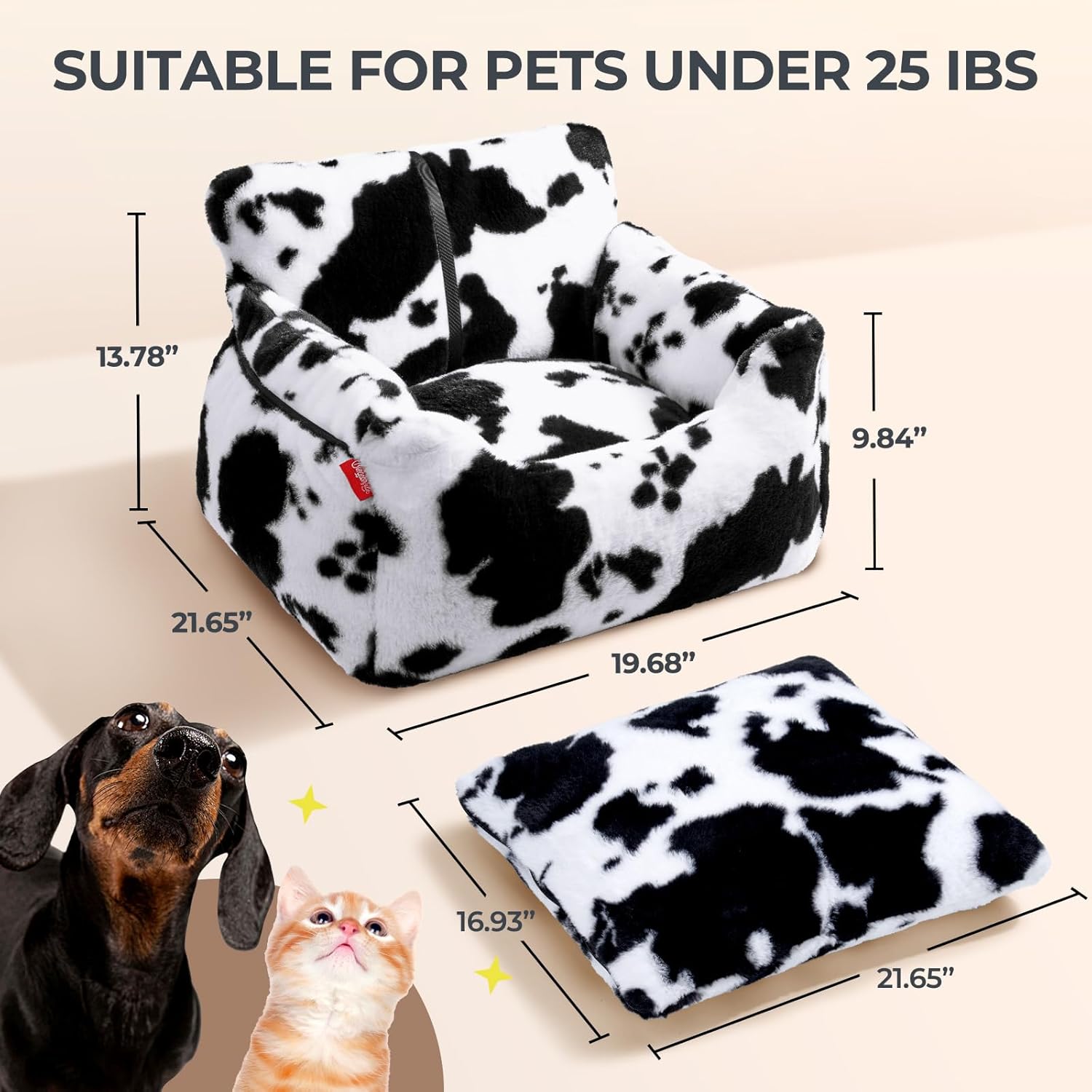 BurgeonNest Dog Car Seat for Small Dogs & Cats Under 25 lbs,Black