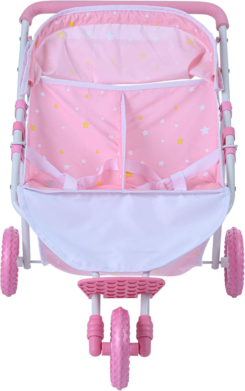 Olivia's Little World Doll Jogging-Style Stroller with Canopy, Storage Underneath, Pink and Cream and Gray | Canopy, Storage Underneath