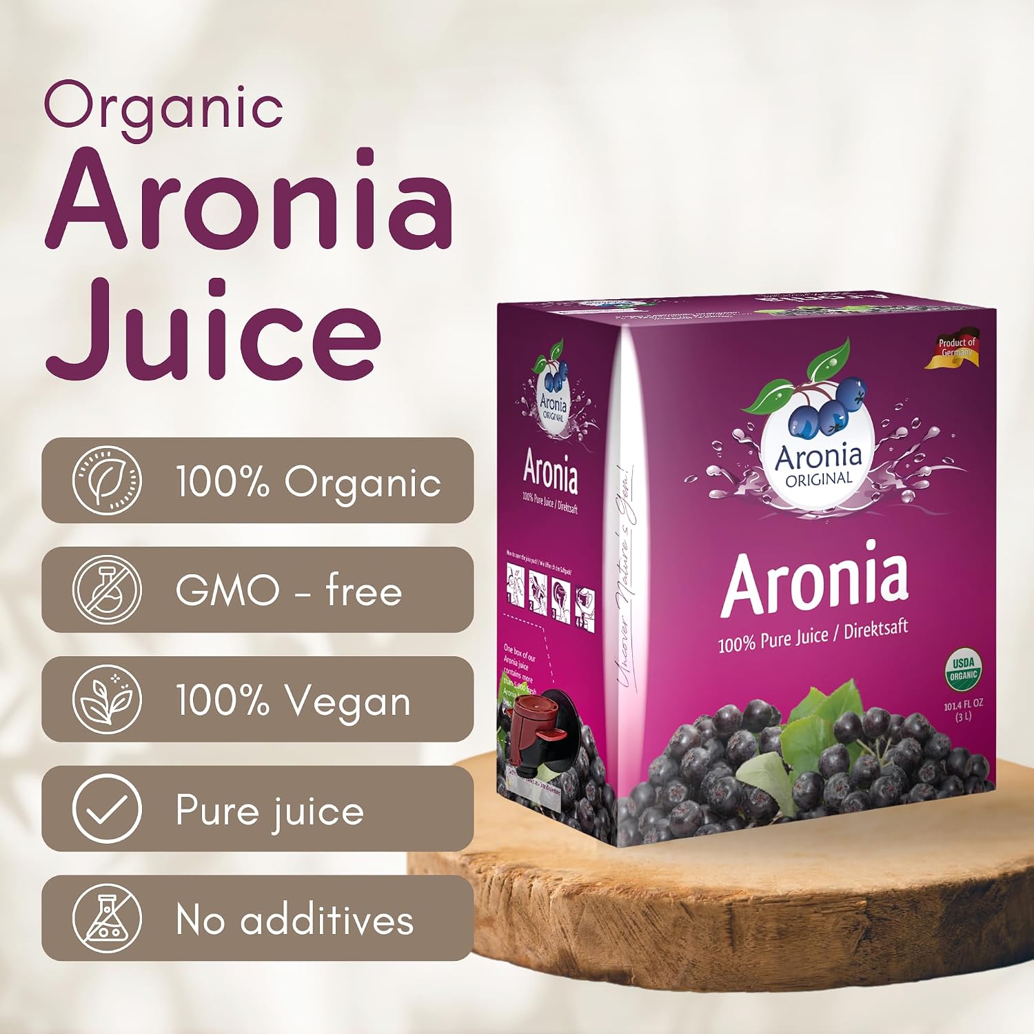 Aronia Original Organic Aronia Juice, Not From Concentrate, 23.7 fl oz