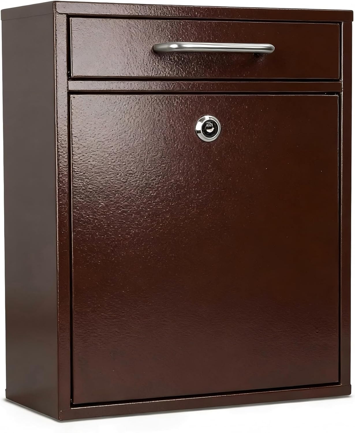 KYODOLED Steel Key Lock Mail Boxes Outdoor, Locking Wall Mount Mailbox, Security Lock Drop Box, Collection Boxes for Home, Office or Commercial,16.2H x 11.2L x 4.6W Inches, Black X Large